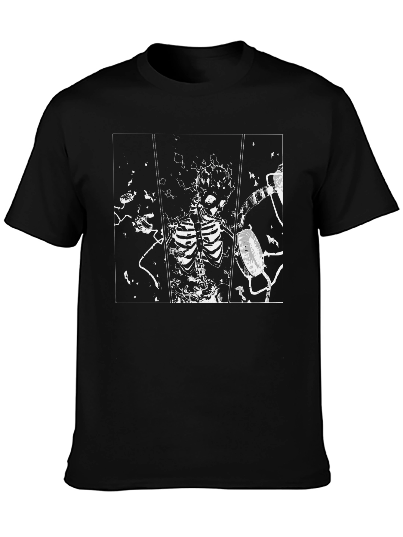 Black Skeleton T-Shirt - Unique Graphic Print