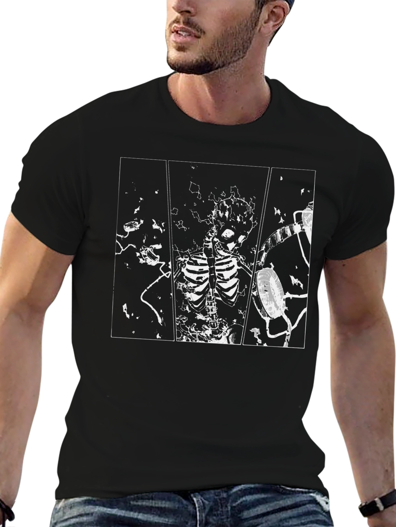Black Skeleton T-Shirt - Unique Graphic Print
