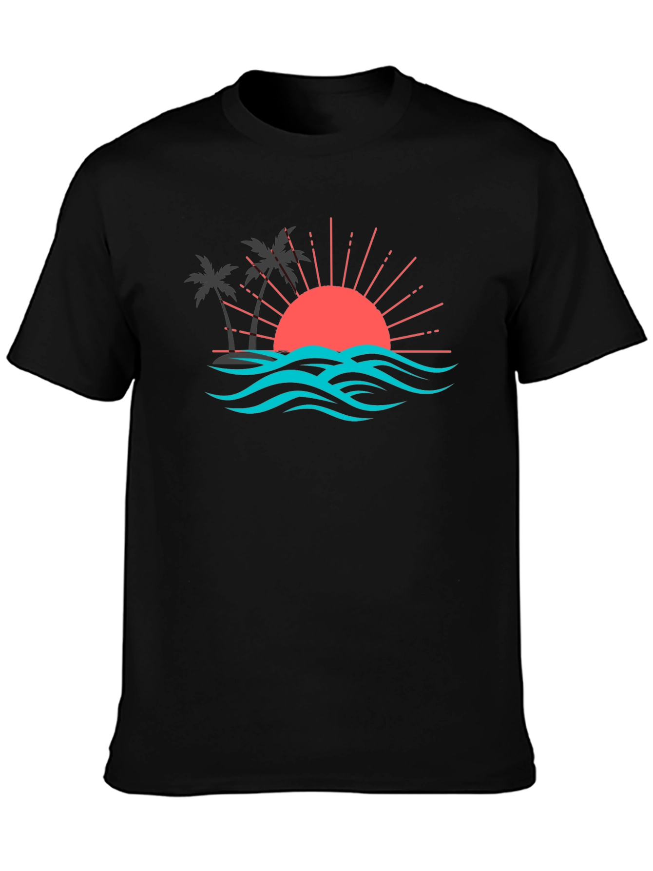 Sunset Palm Tree Graphic Tee - Tropical Vibe