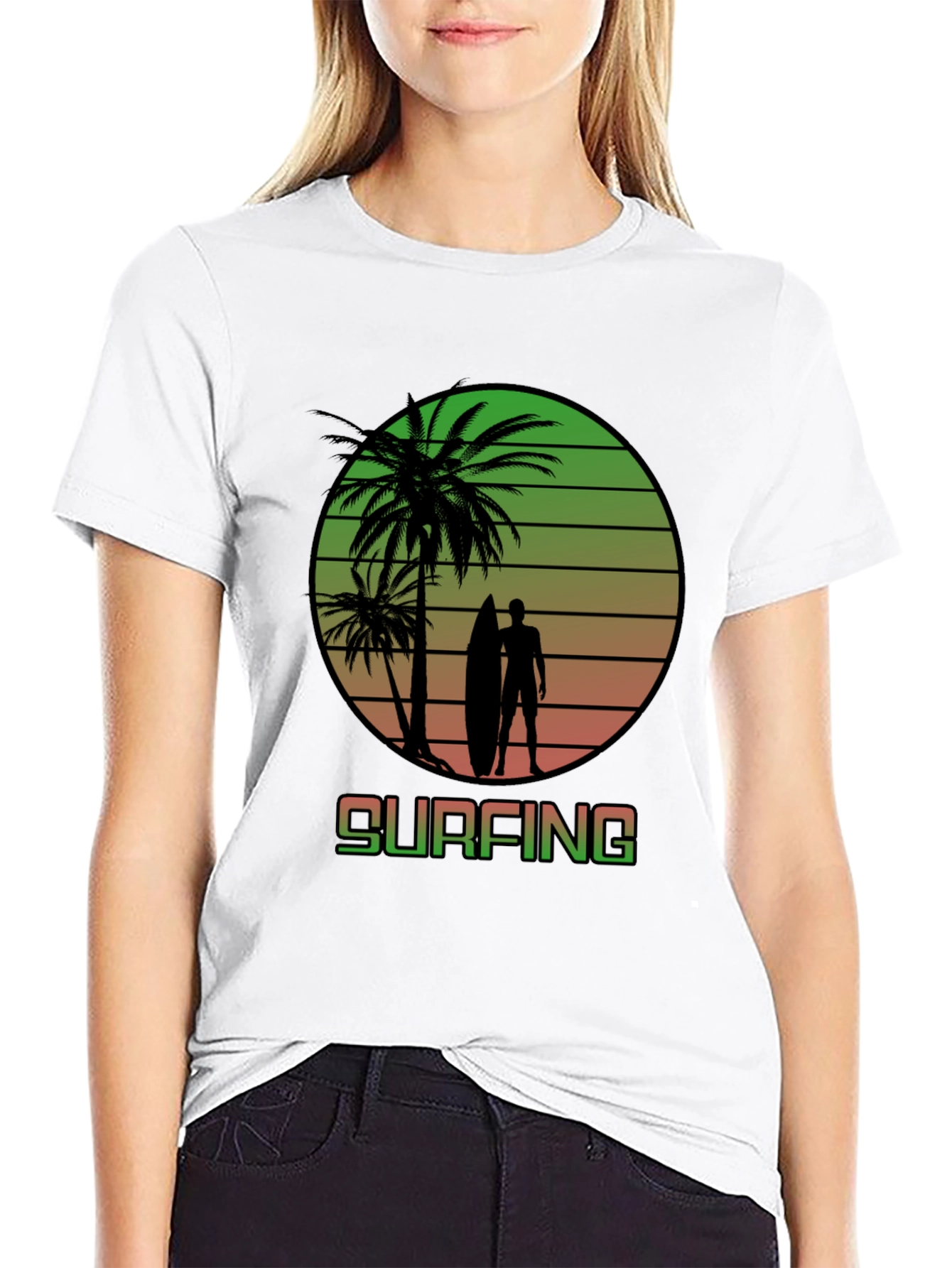 Surfing Sunset Graphic T-Shirt