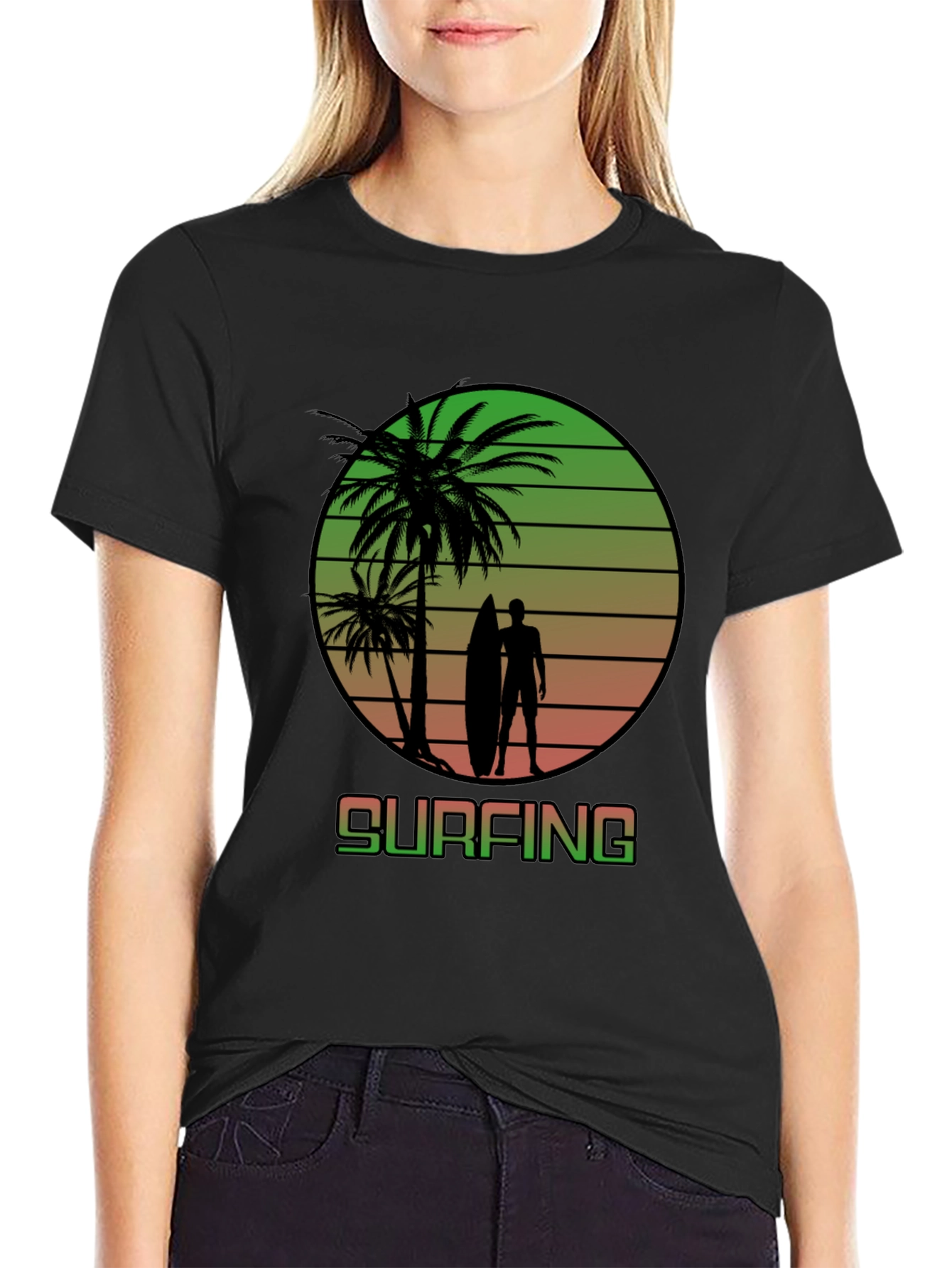 Surfing Sunset Graphic T-Shirt