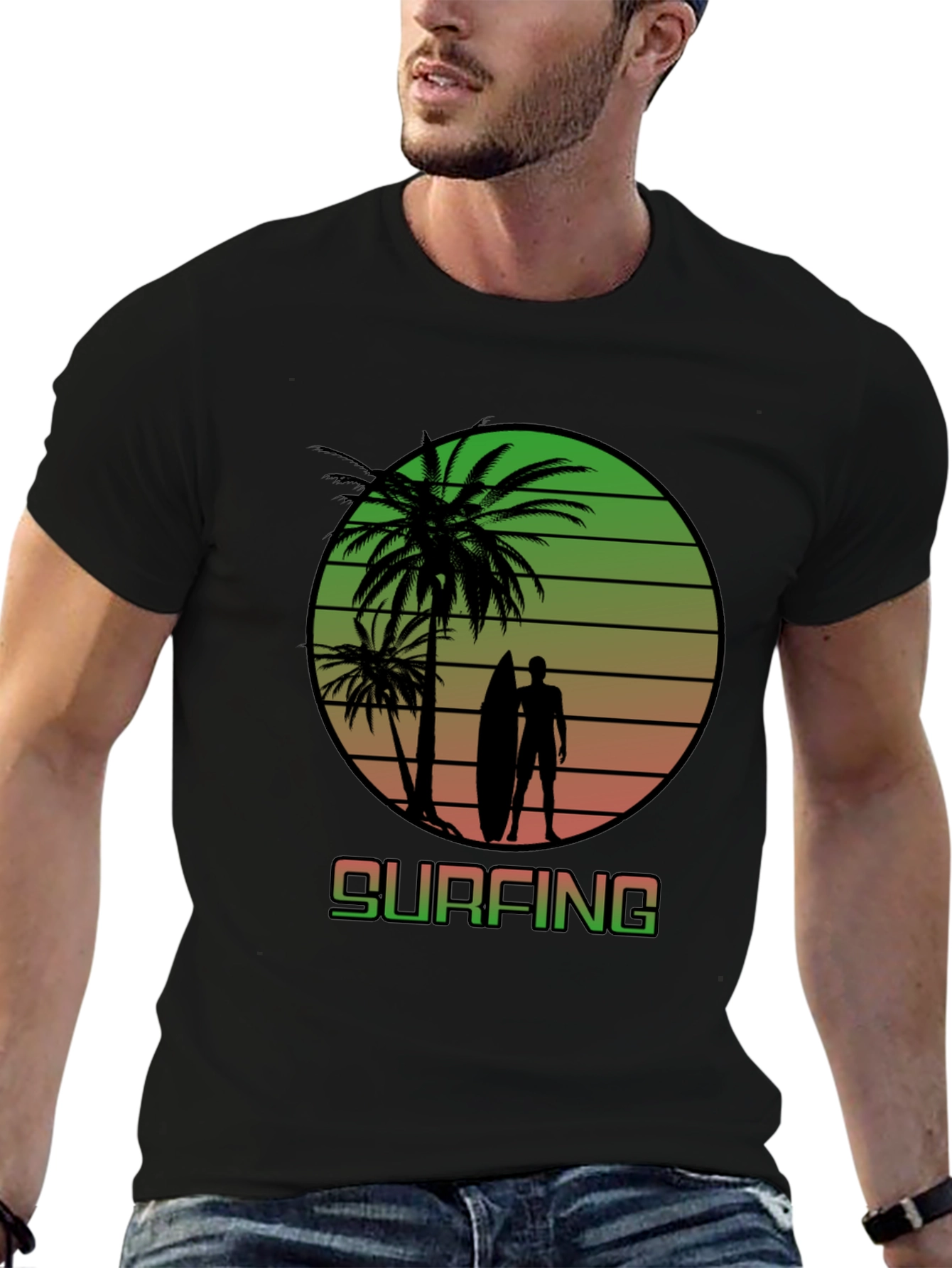 Surfing Sunset Graphic T-Shirt