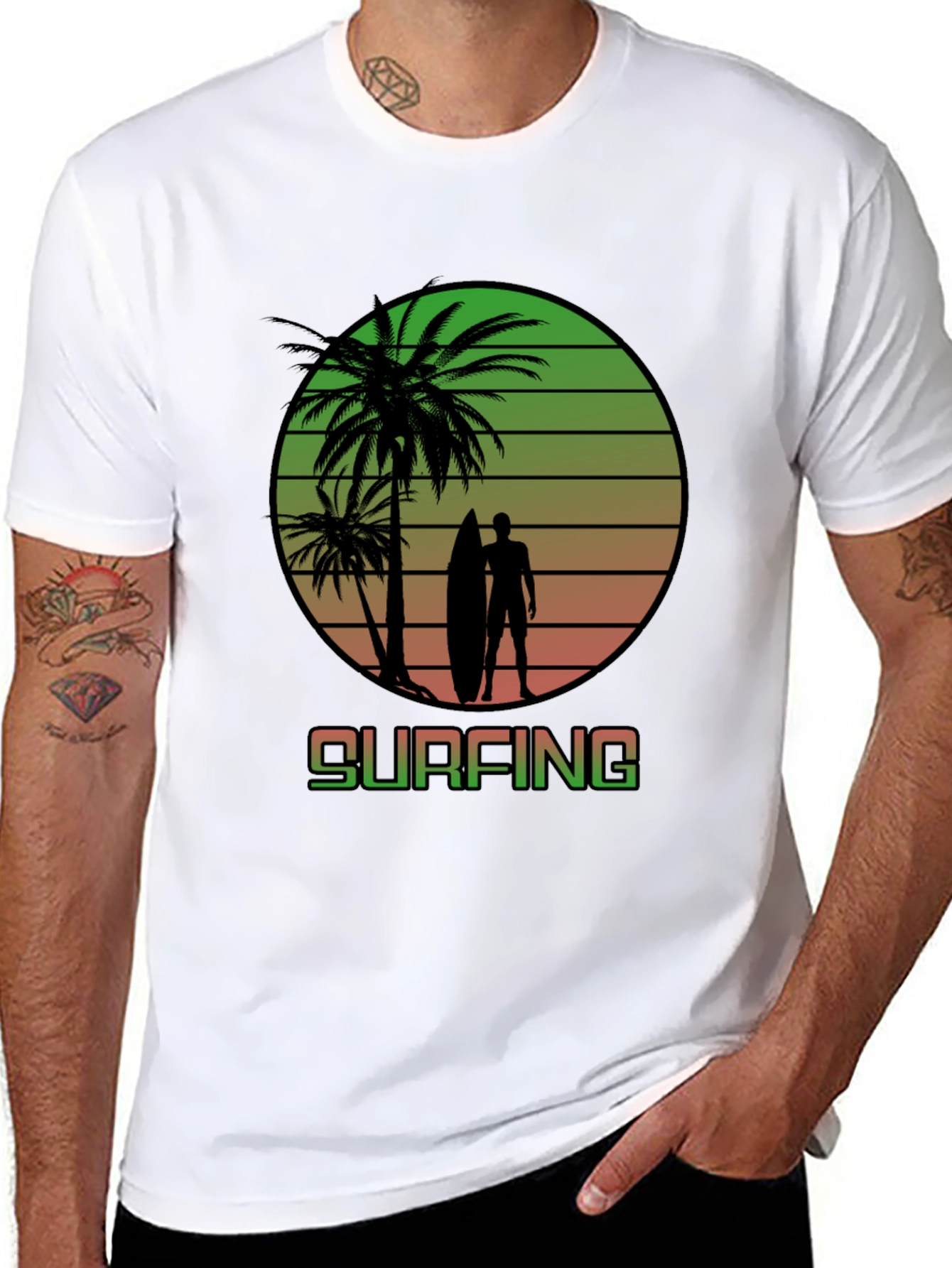 Surfing Sunset Graphic T-Shirt