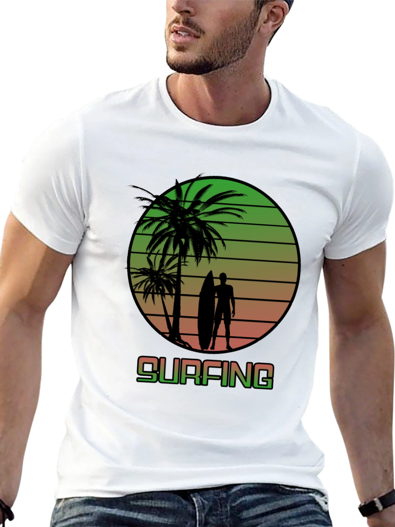 Surfing Sunset Graphic T-Shirt