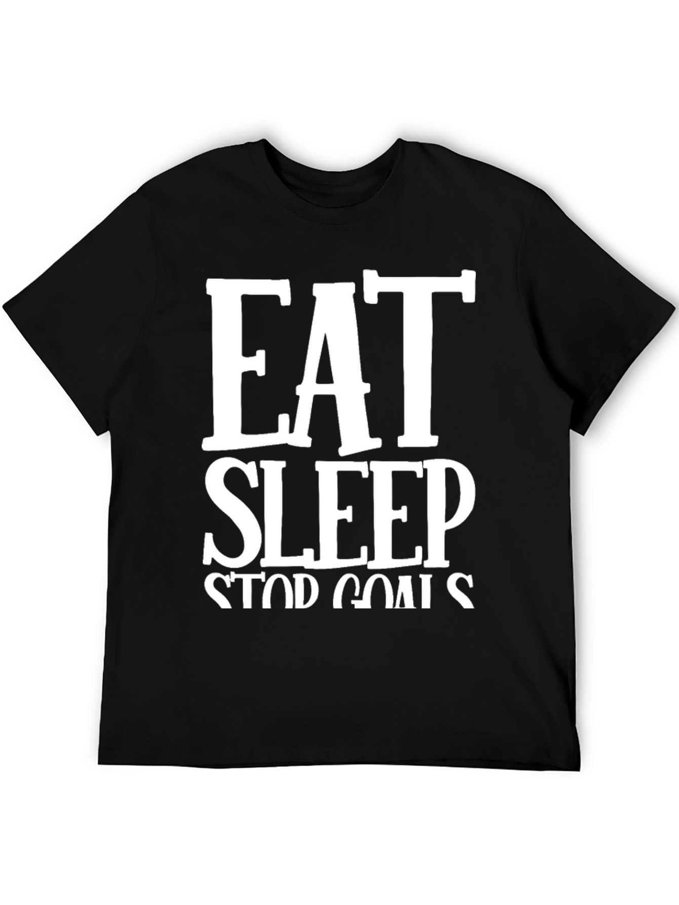 Eat Sleep Stop Goals Black Graphic Tee