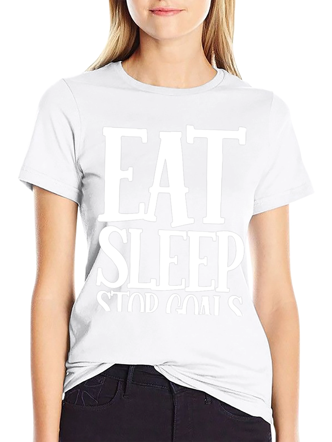 Eat Sleep Stop Goals Black Graphic Tee