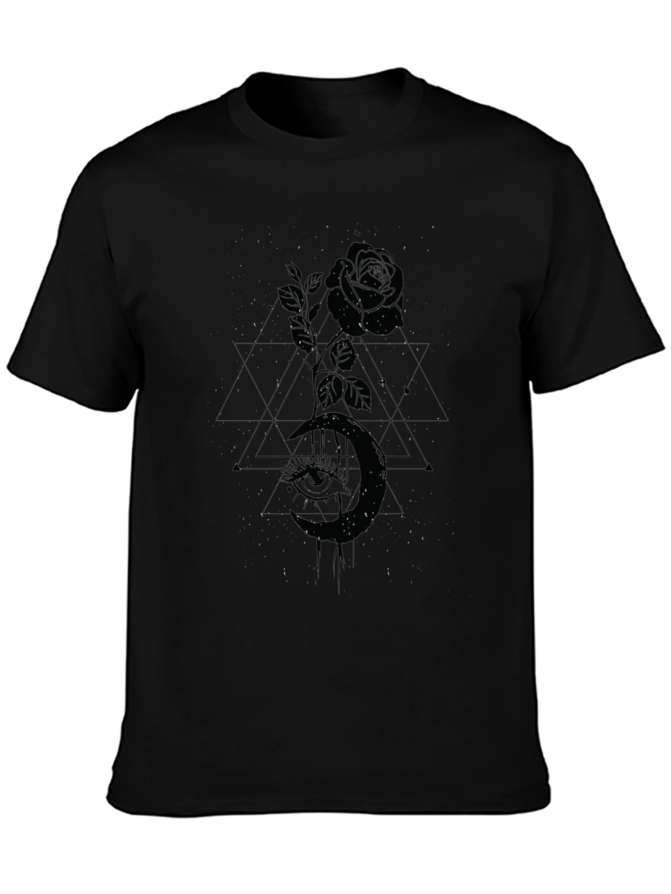 Mystic Rose Graphic Tee - Black Cotton Blend