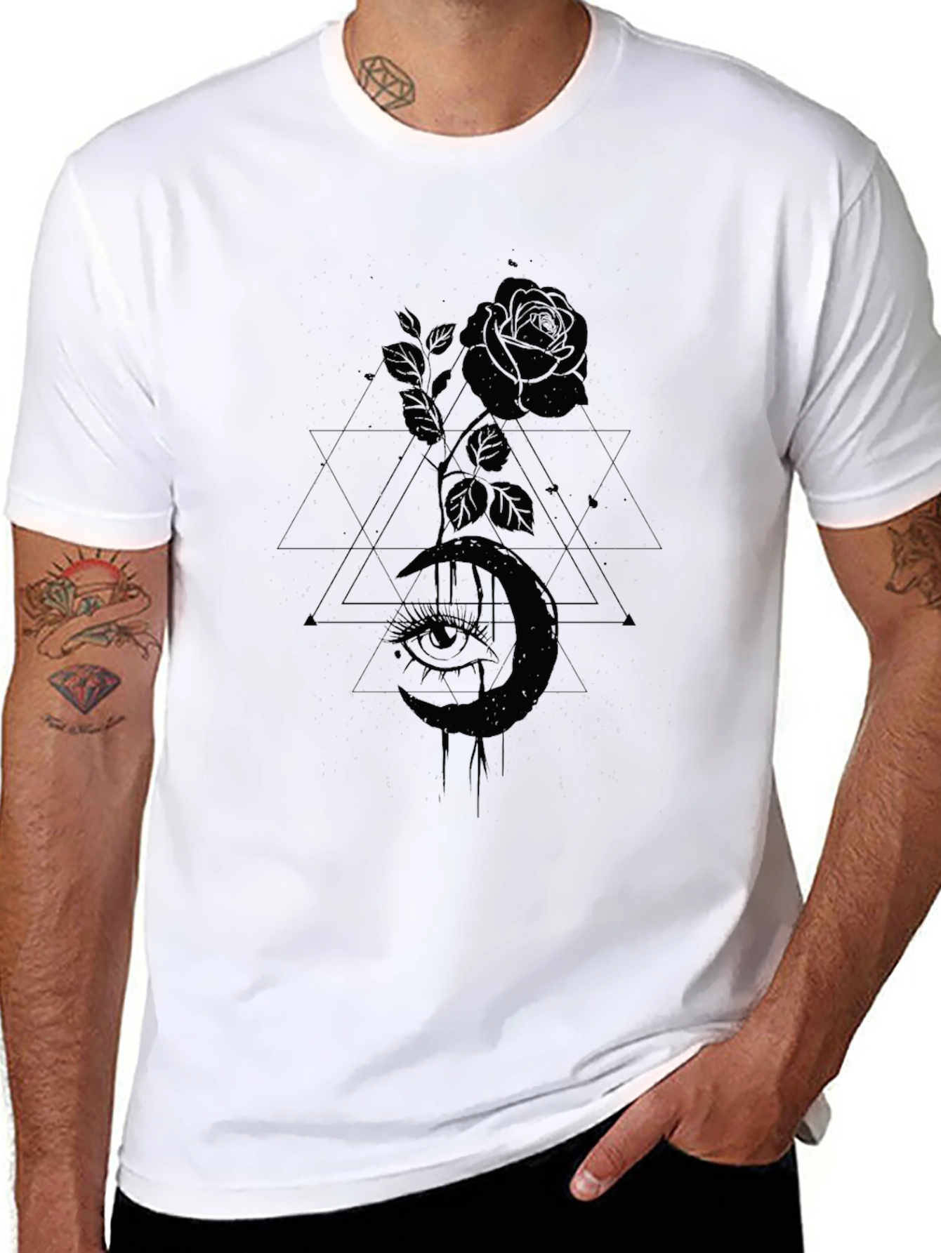Mystic Rose Graphic Tee - Black Cotton Blend
