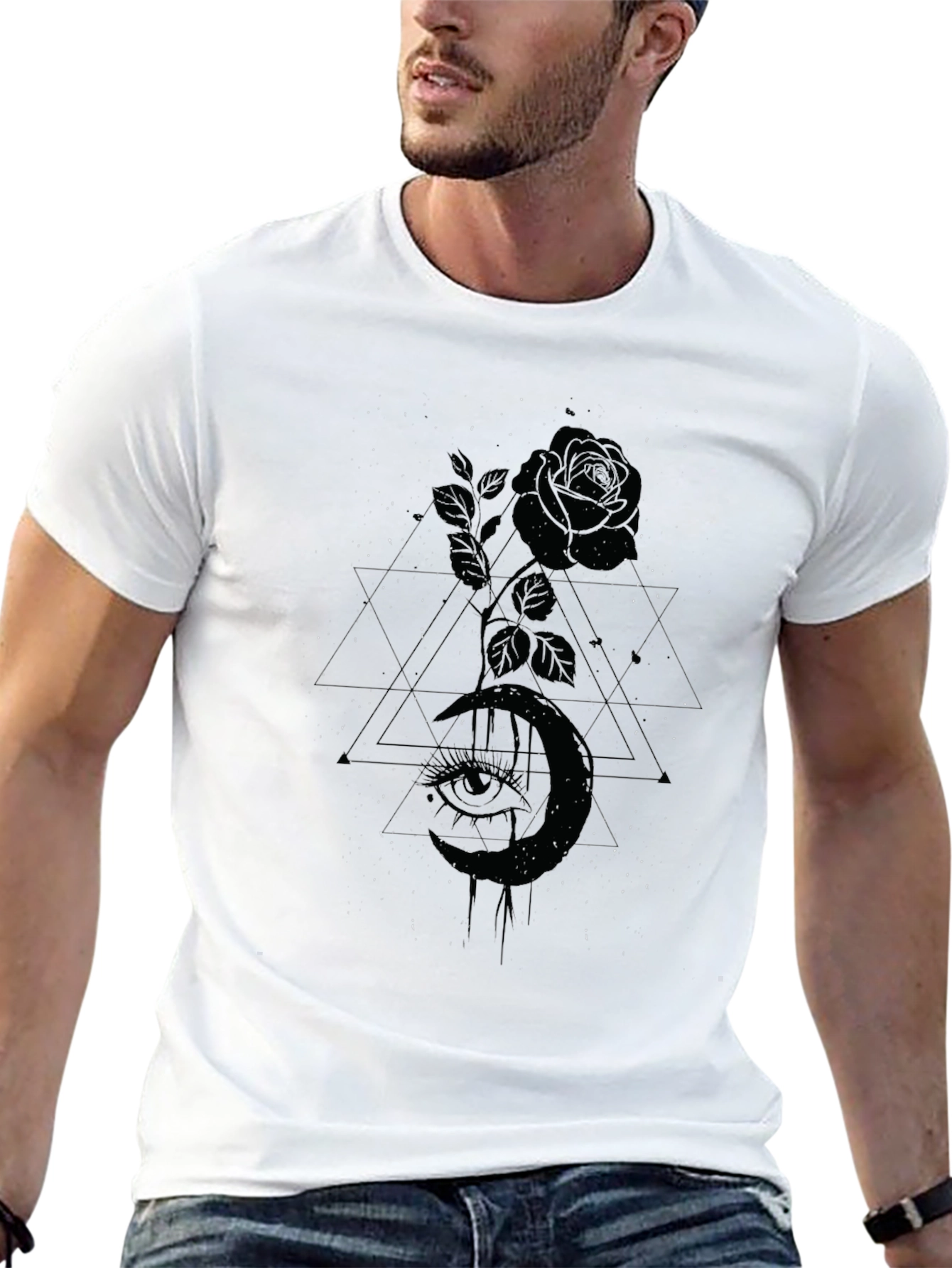 Mystic Rose Graphic Tee - Black Cotton Blend