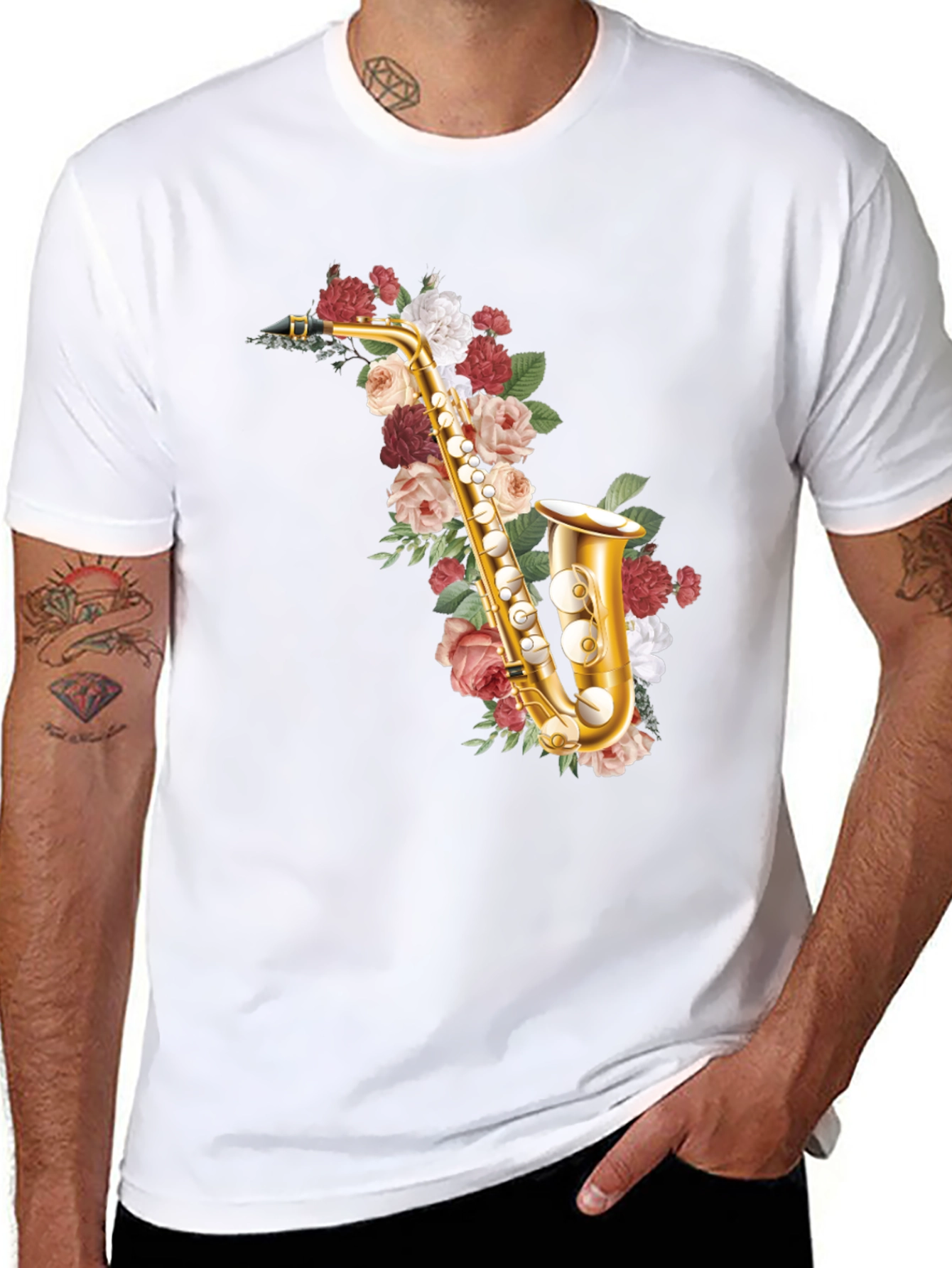 Floral Saxophone Graphic Tee