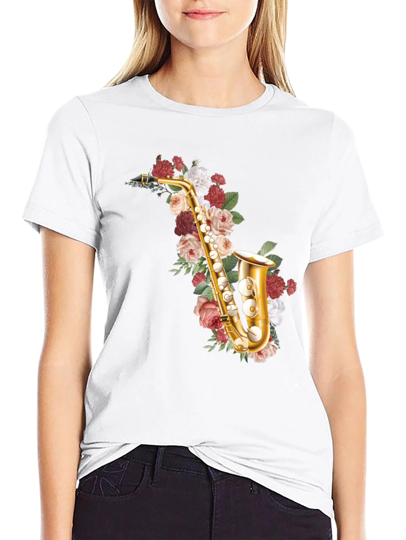 Floral Saxophone Graphic Tee
