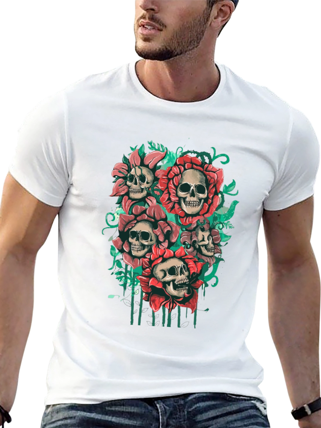 Skull & Roses Graphic T-Shirt