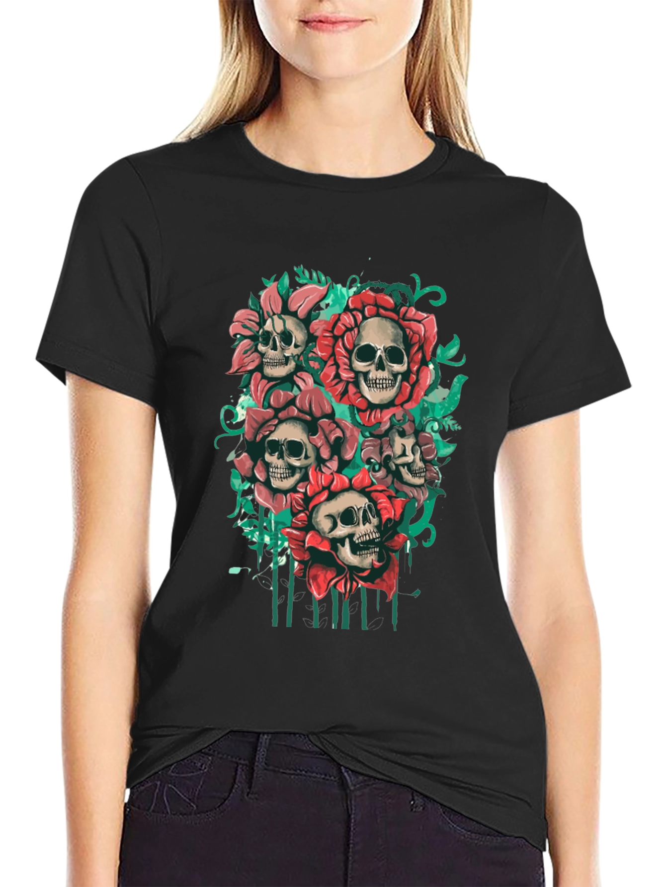 Skull & Roses Graphic T-Shirt