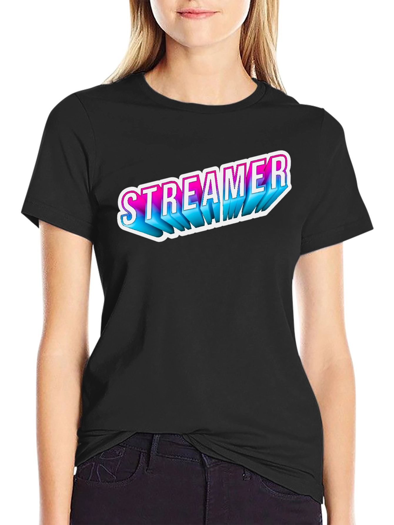 Streamer T-Shirt - Black Casual Tee