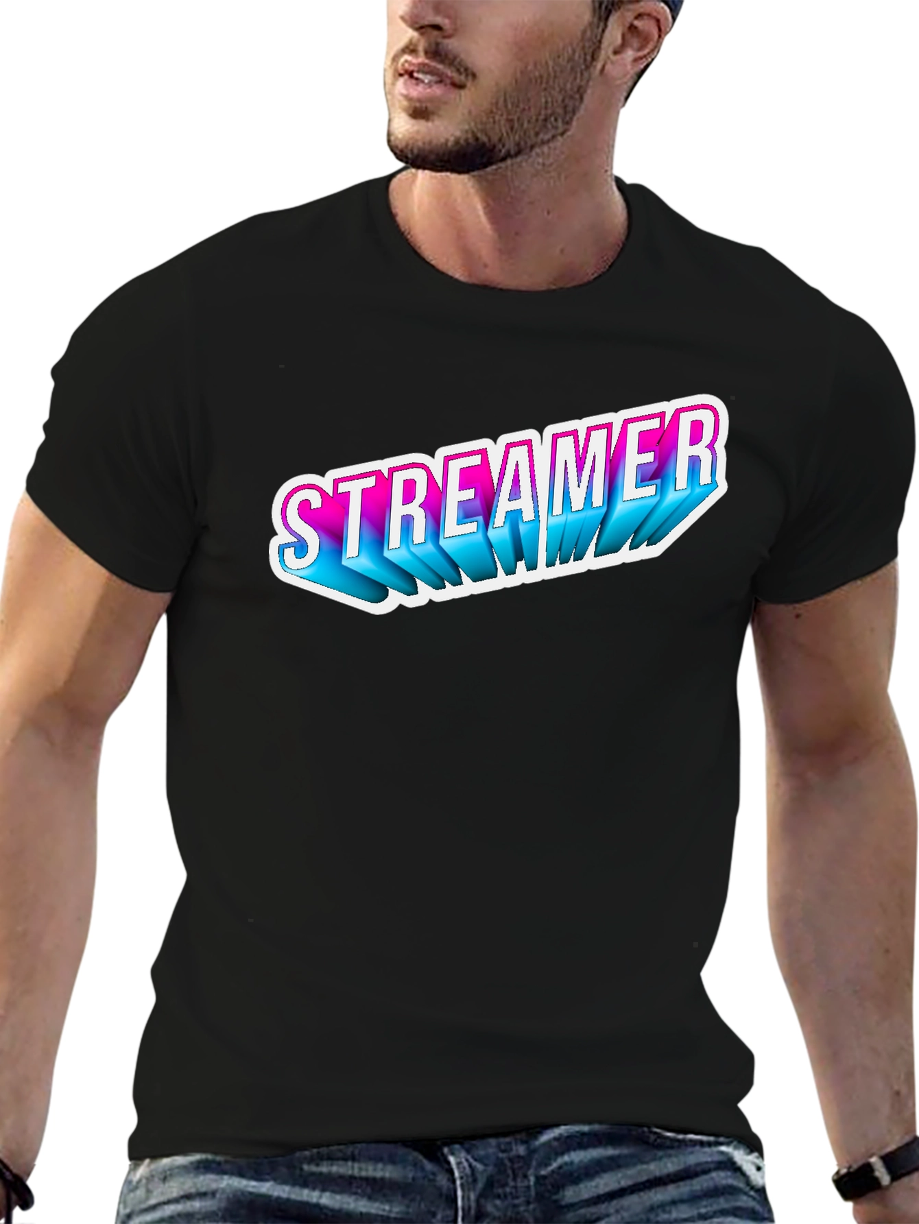 Streamer T-Shirt - Black Casual Tee