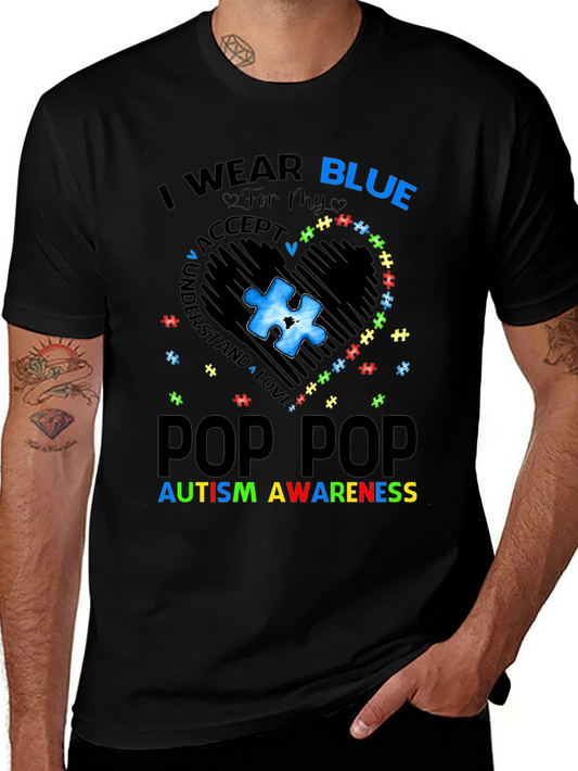 I Wear Blue For My Pop Pop Autism Awareness T-Shirt