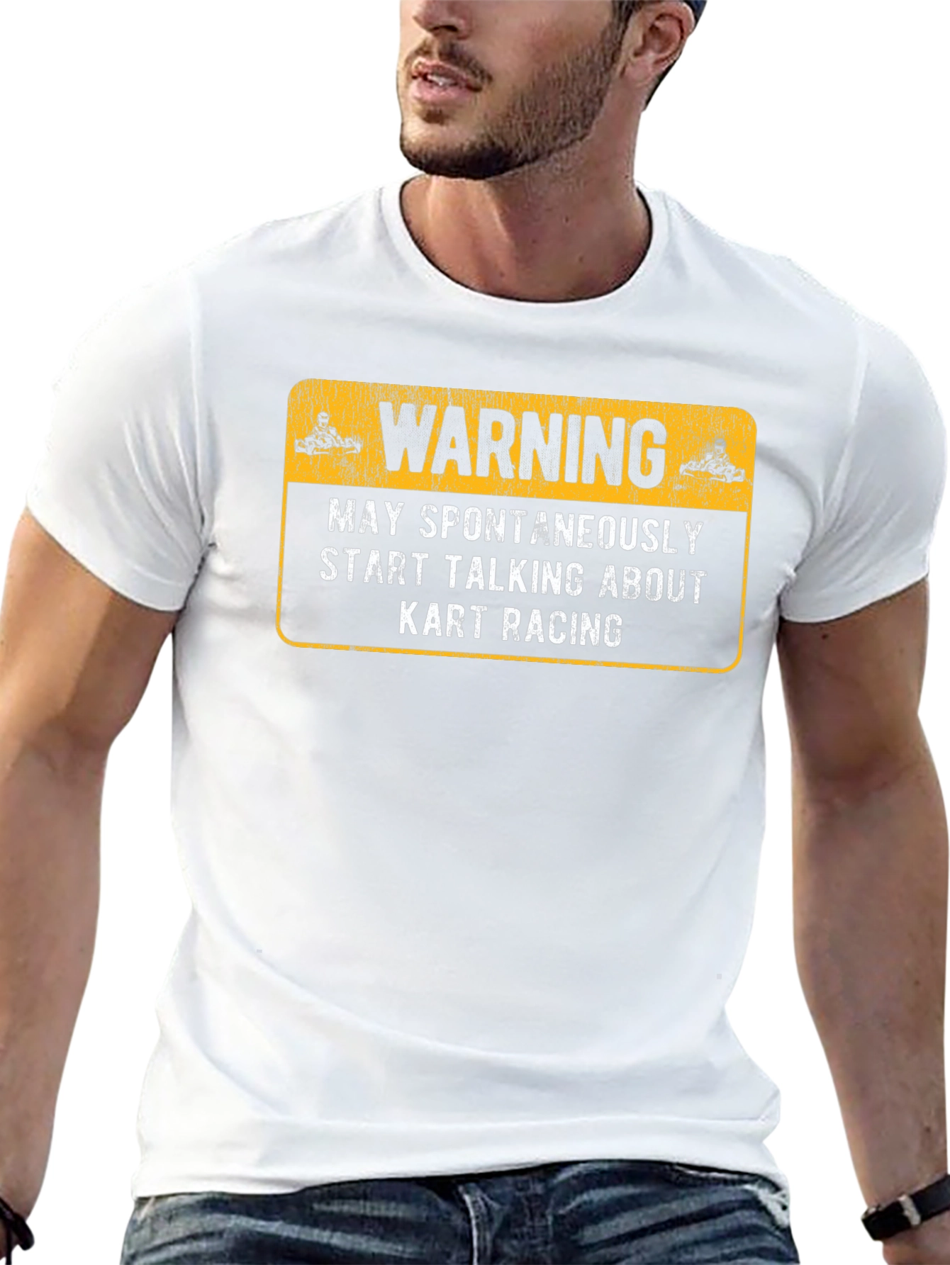 Warning May Spontaneously Talk About Kart Racing Black T-Shirt