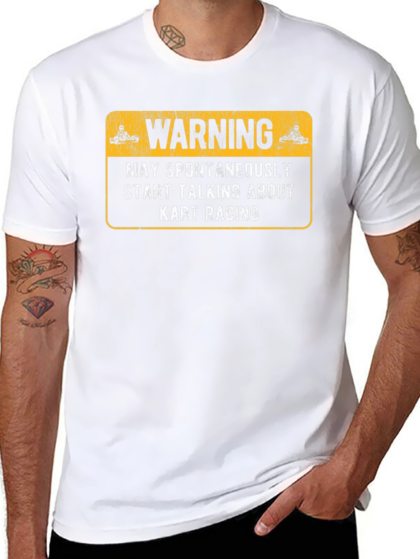 Warning May Spontaneously Talk About Kart Racing Black T-Shirt