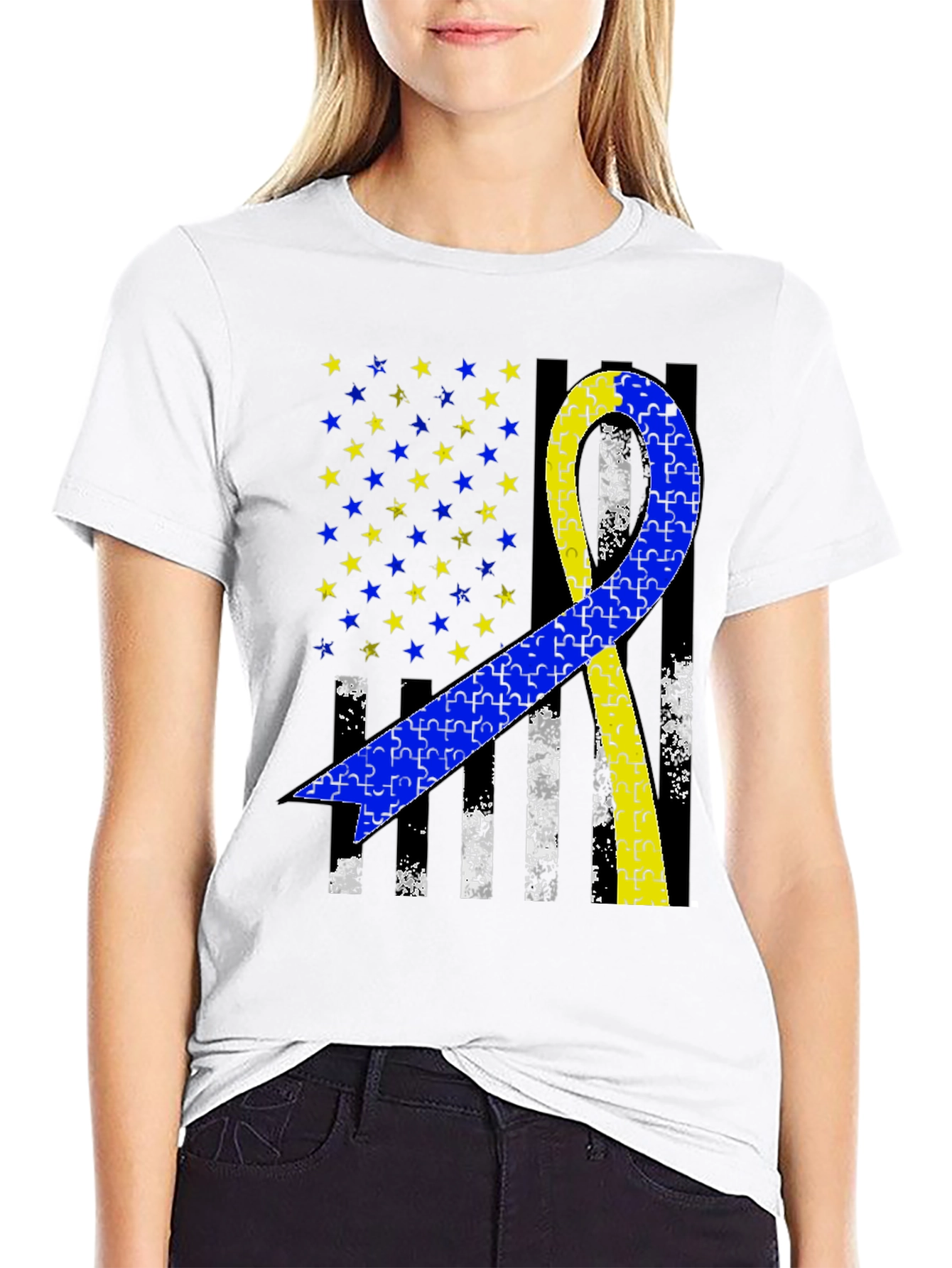Down Syndrome Awareness Ribbon Flag T-Shirt