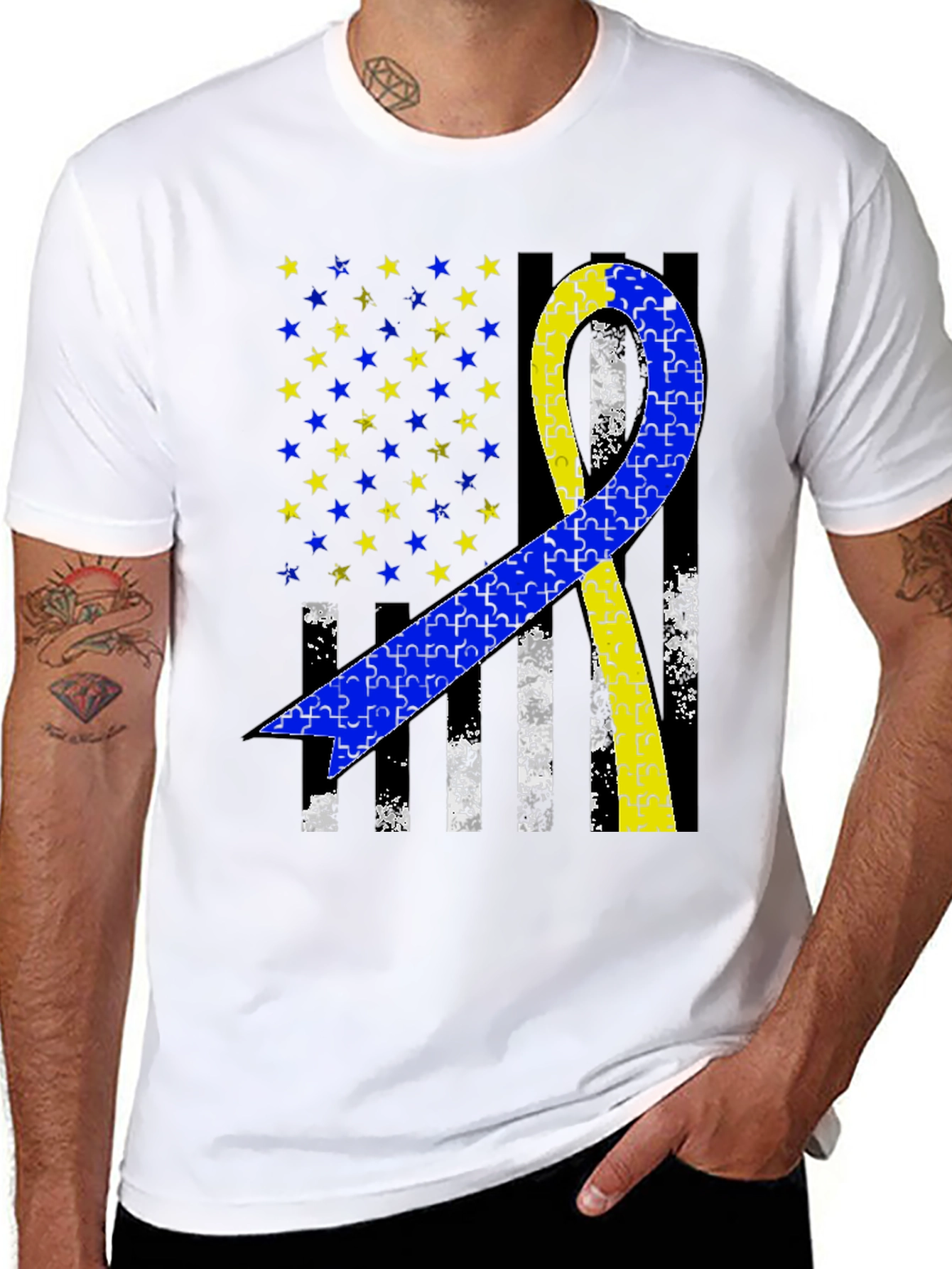 Down Syndrome Awareness Ribbon Flag T-Shirt