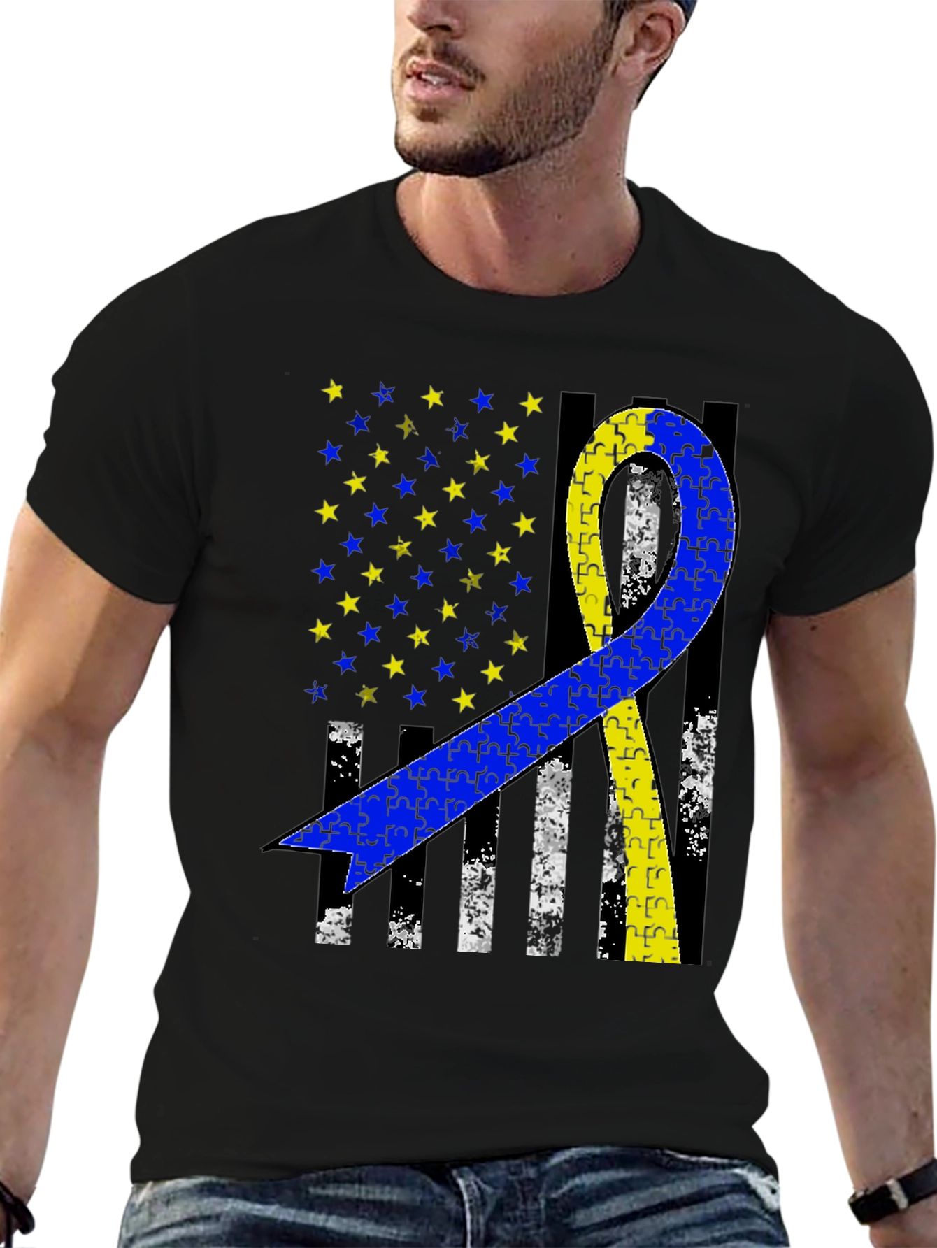 Down Syndrome Awareness Ribbon Flag T-Shirt