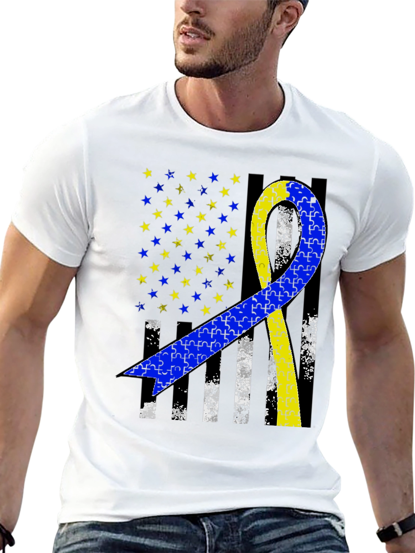 Down Syndrome Awareness Ribbon Flag T-Shirt