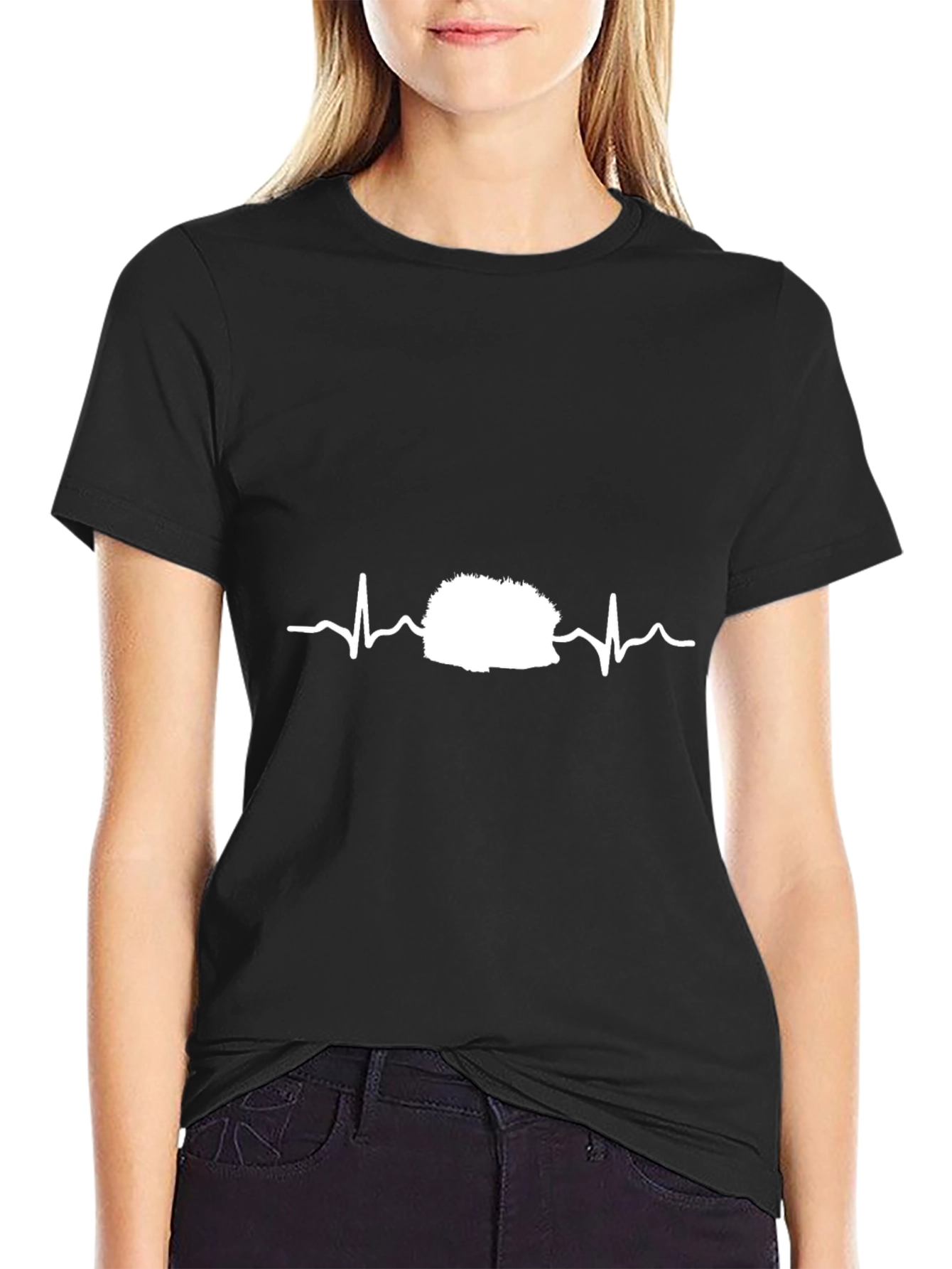 Hedgehog Heartbeat T-Shirt - Mens Black Graphic Tee