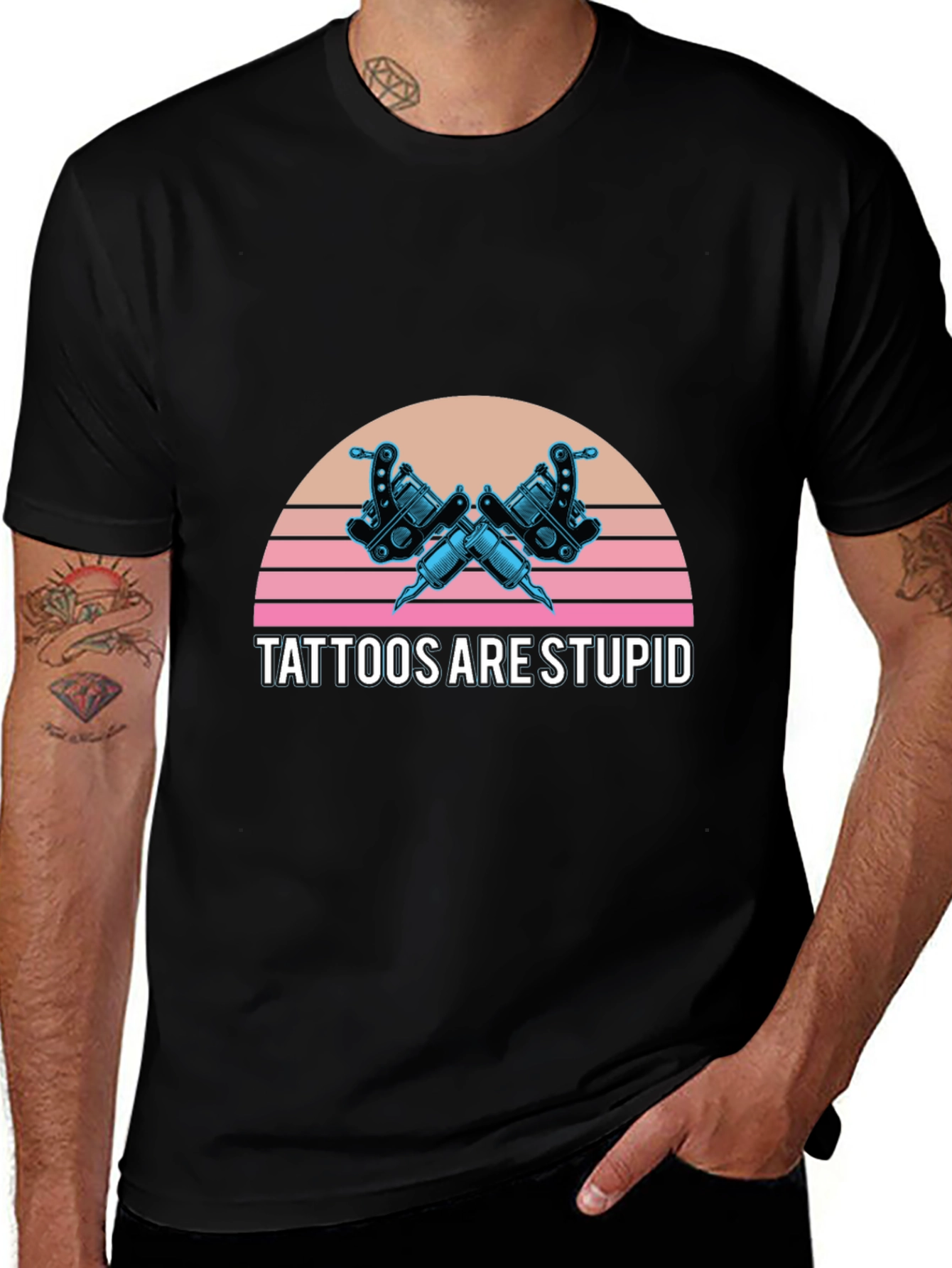 Tattoos Are Stupid Graphic Tee - Retro Style