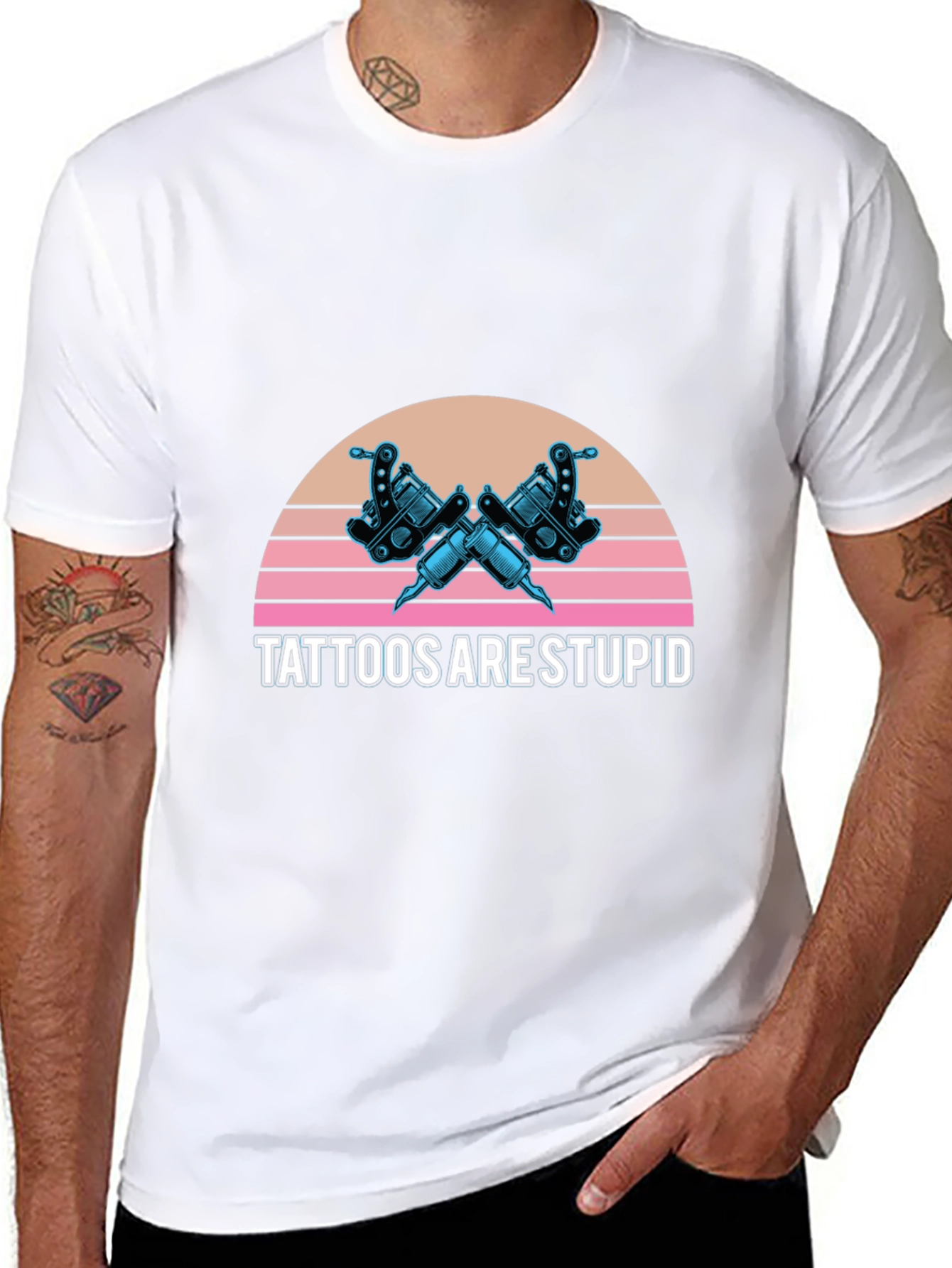 Tattoos Are Stupid Graphic Tee - Retro Style