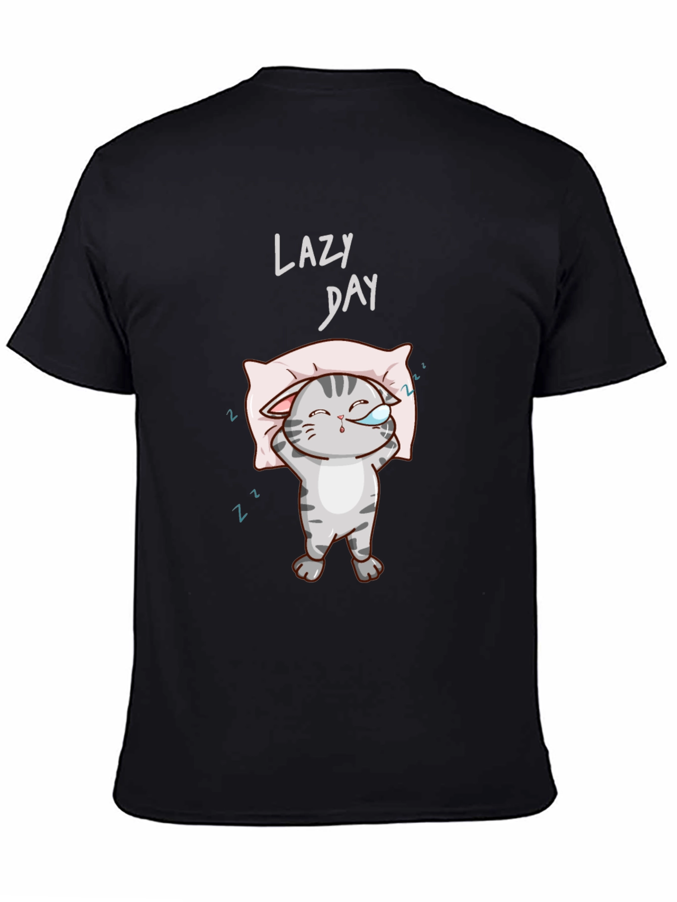 Lazy Day Cat Graphic Tee - Comfy Black T-Shirt