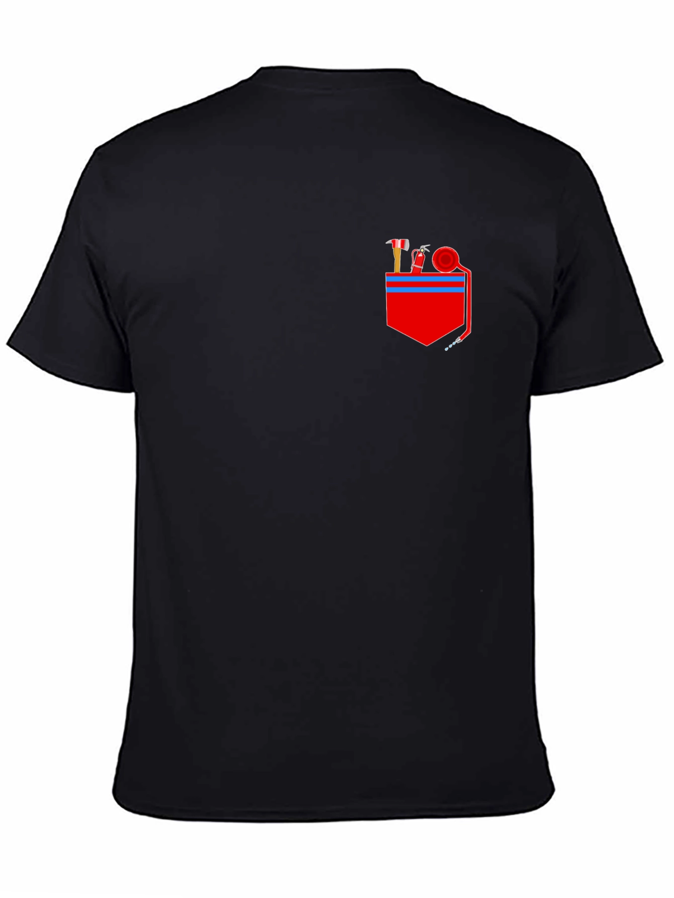 Firefighter Pocket Graphic Tee - Black Cotton Blend