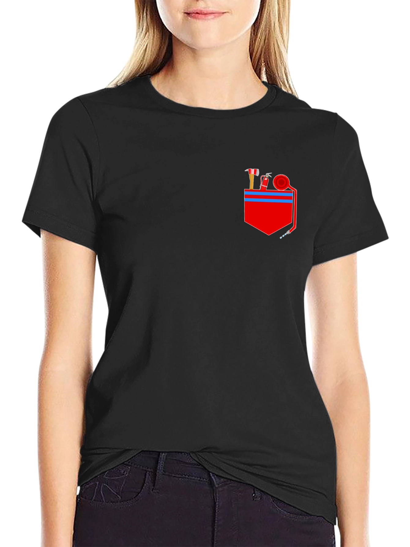 Firefighter Pocket Graphic Tee - Black Cotton Blend