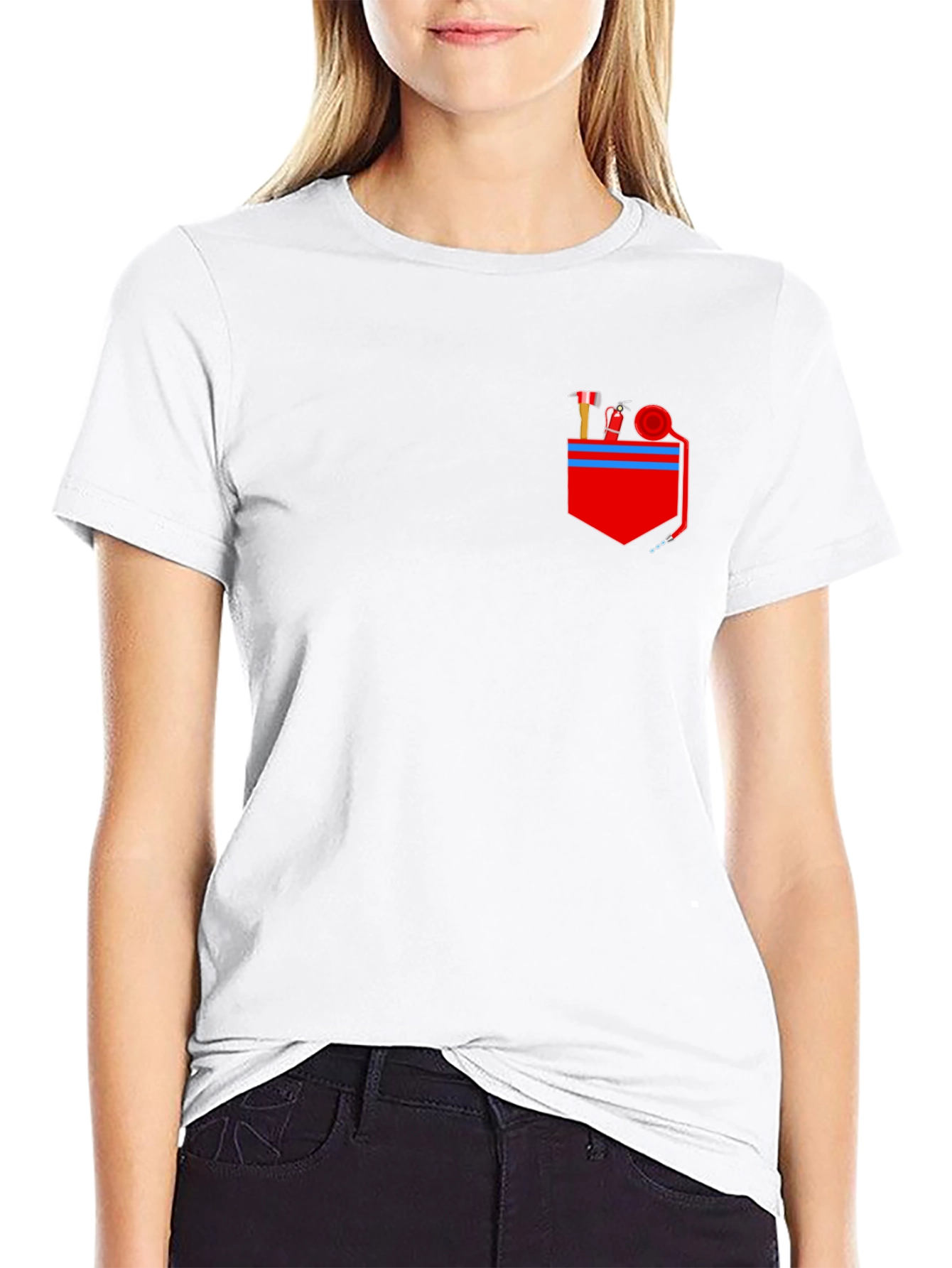 Firefighter Pocket Graphic Tee - Black Cotton Blend