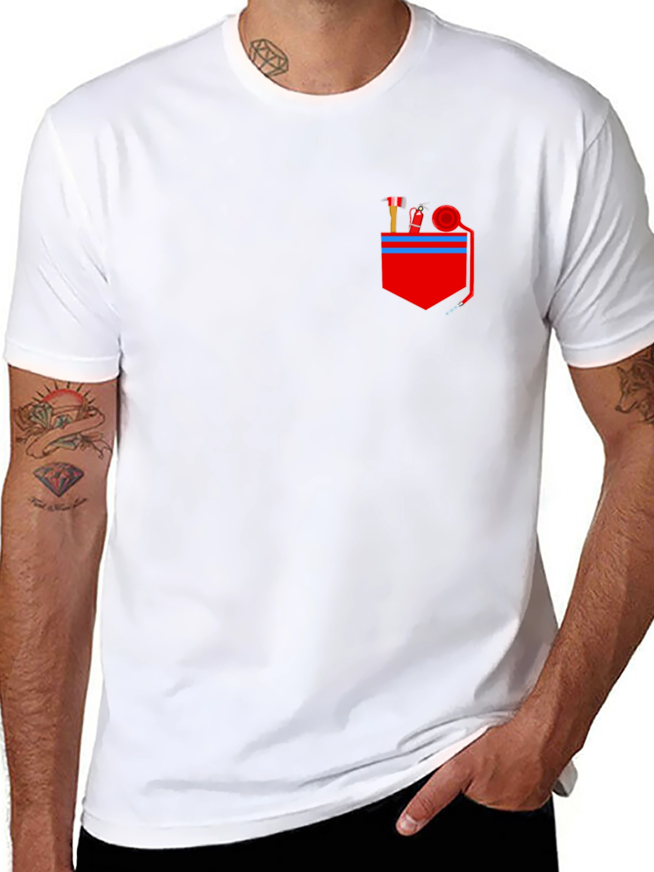 Firefighter Pocket Graphic Tee - Black Cotton Blend