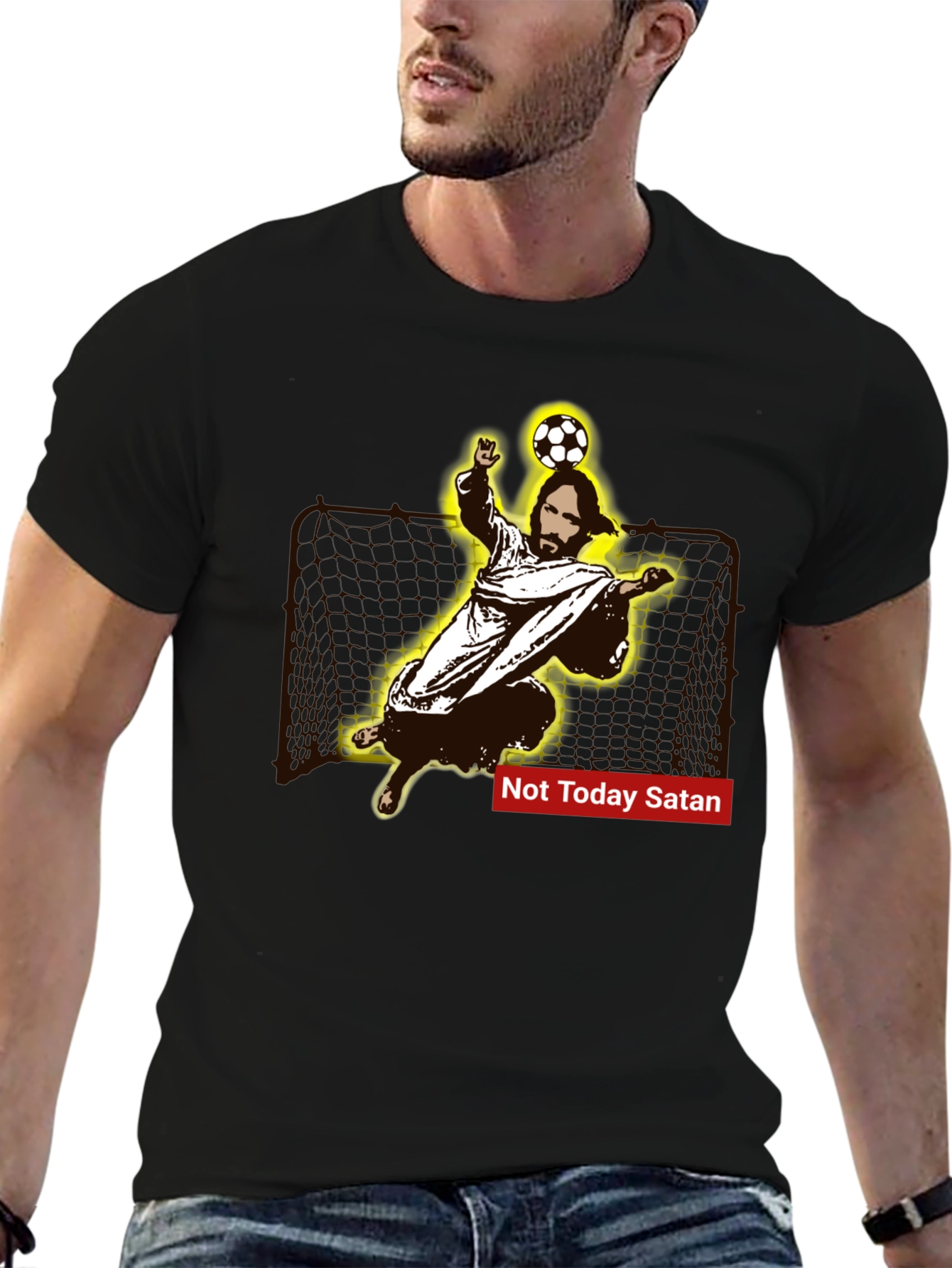 Jesus Soccer Save T-Shirt - Not Today Satan Tee