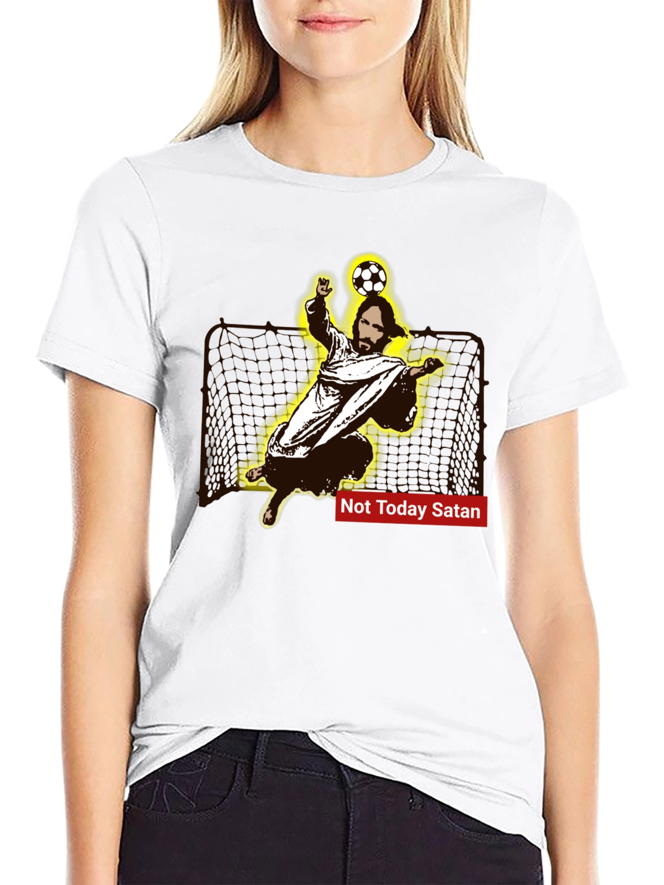 Jesus Soccer Save T-Shirt - Not Today Satan Tee