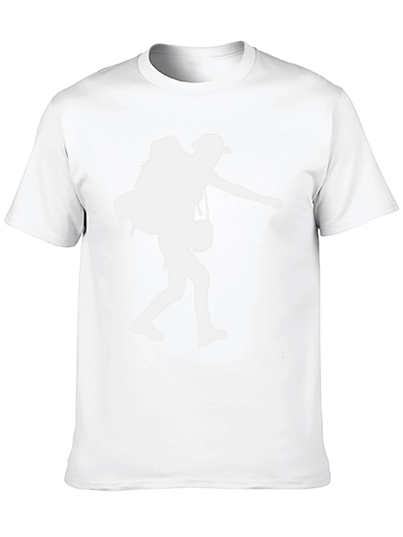 Hiker Silhouette Graphic Tee - Black Cotton Shirt