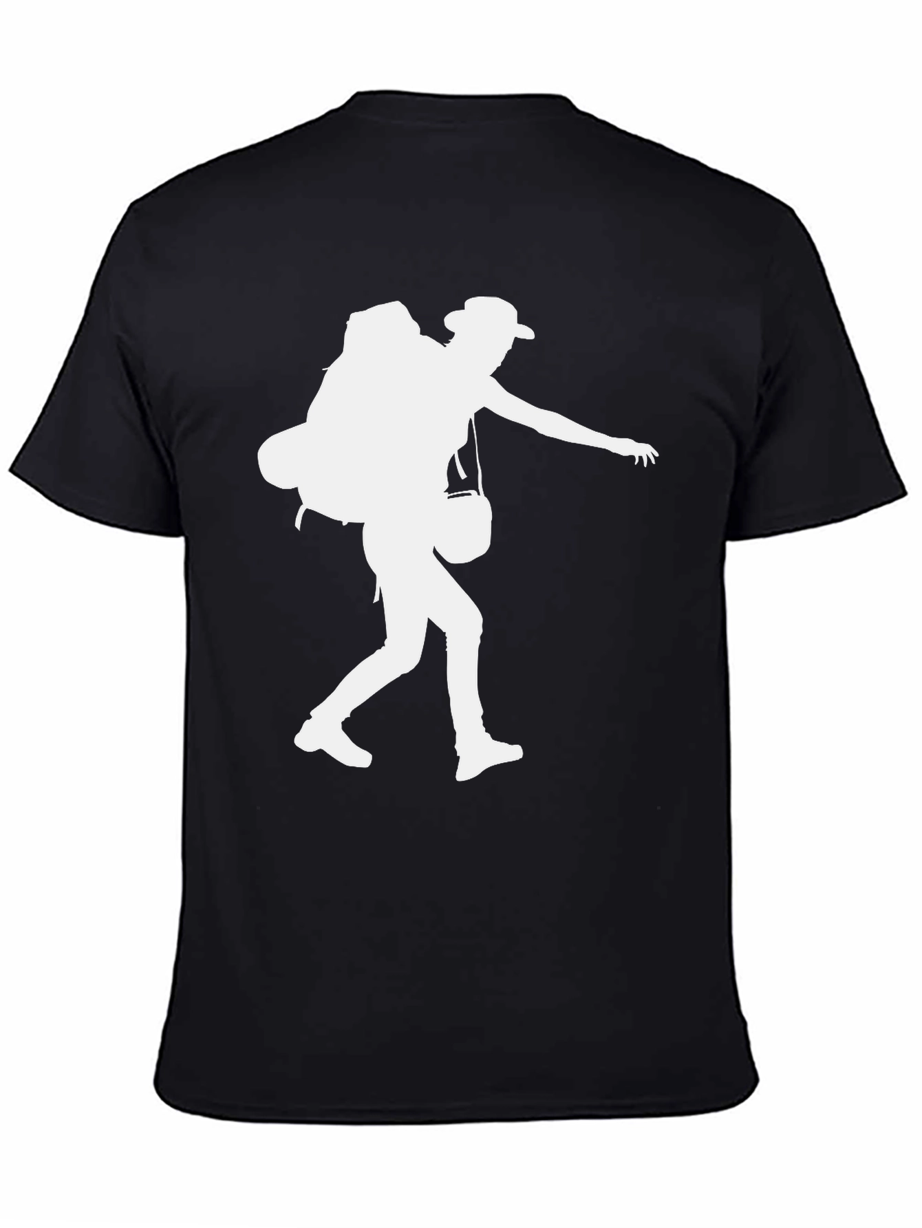 Hiker Silhouette Graphic Tee - Black Cotton Shirt
