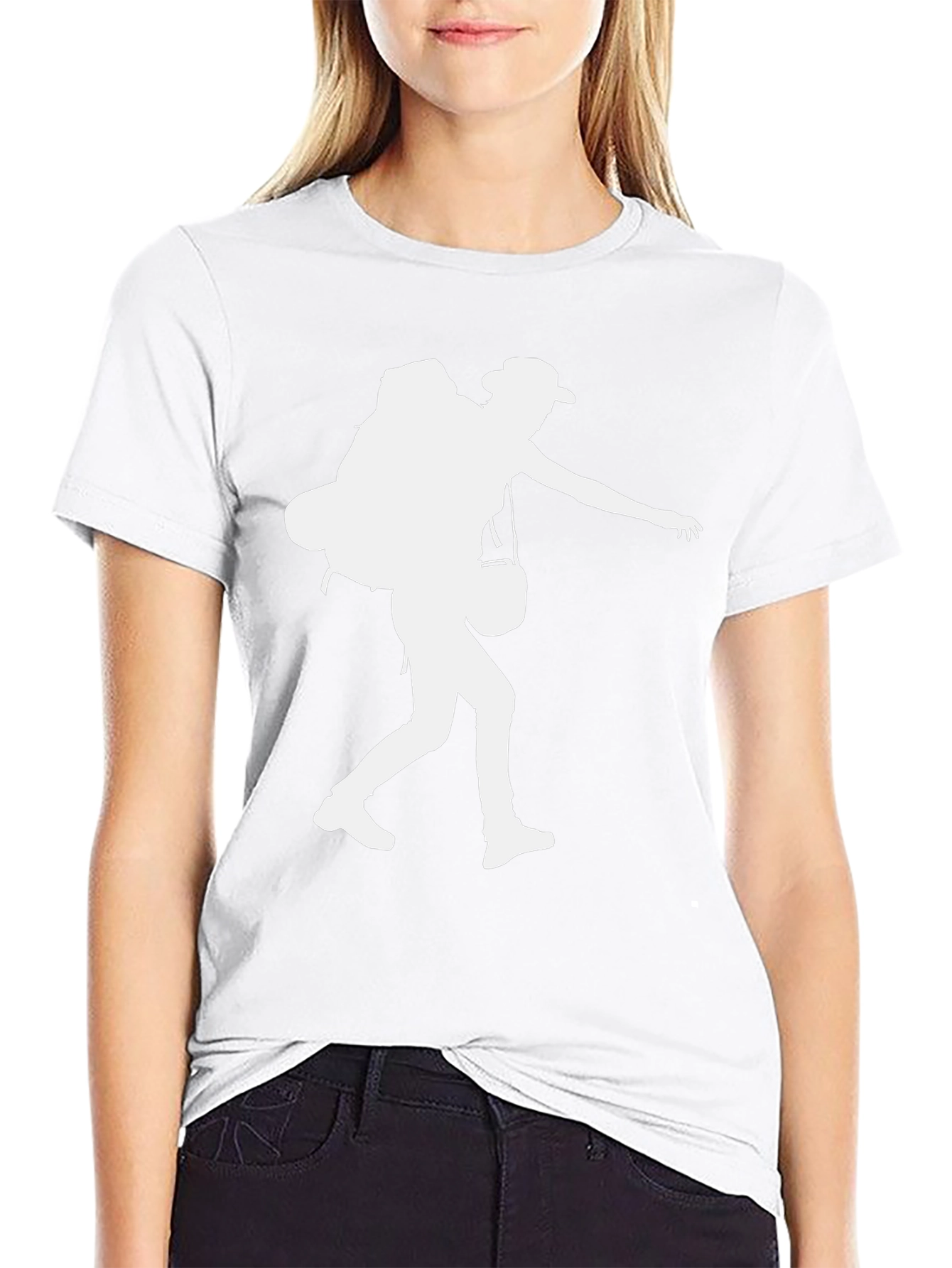 Hiker Silhouette Graphic Tee - Black Cotton Shirt