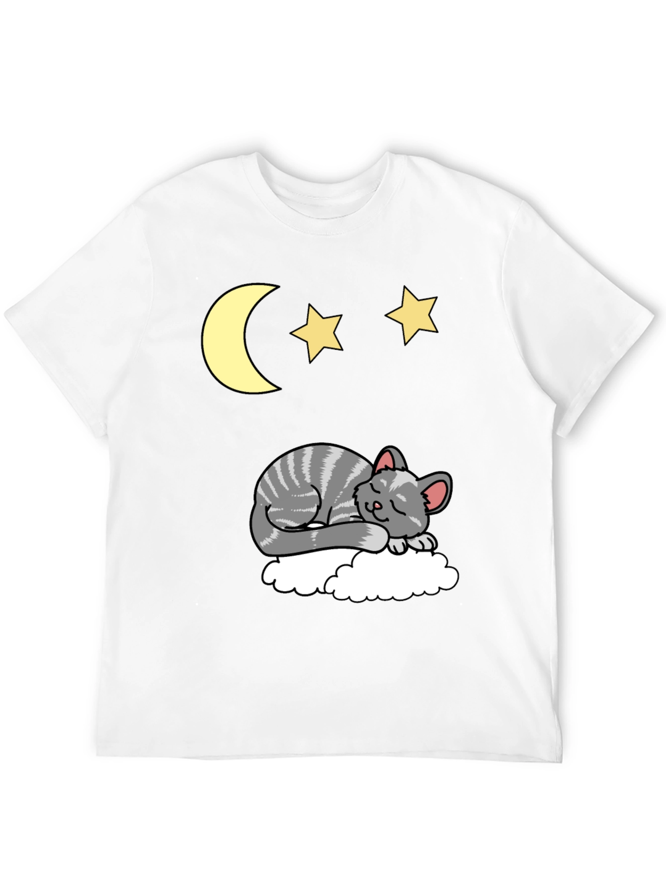 Sleepy Cat Moon & Stars Graphic Tee - Black