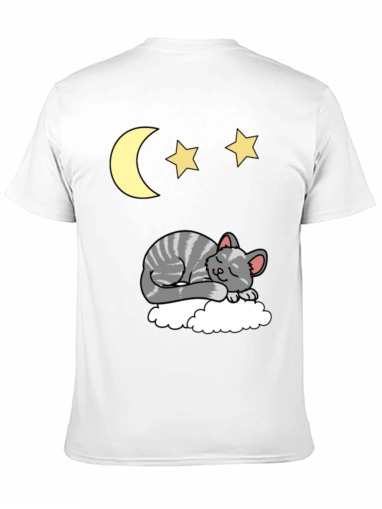 Sleepy Cat Moon & Stars Graphic Tee - Black