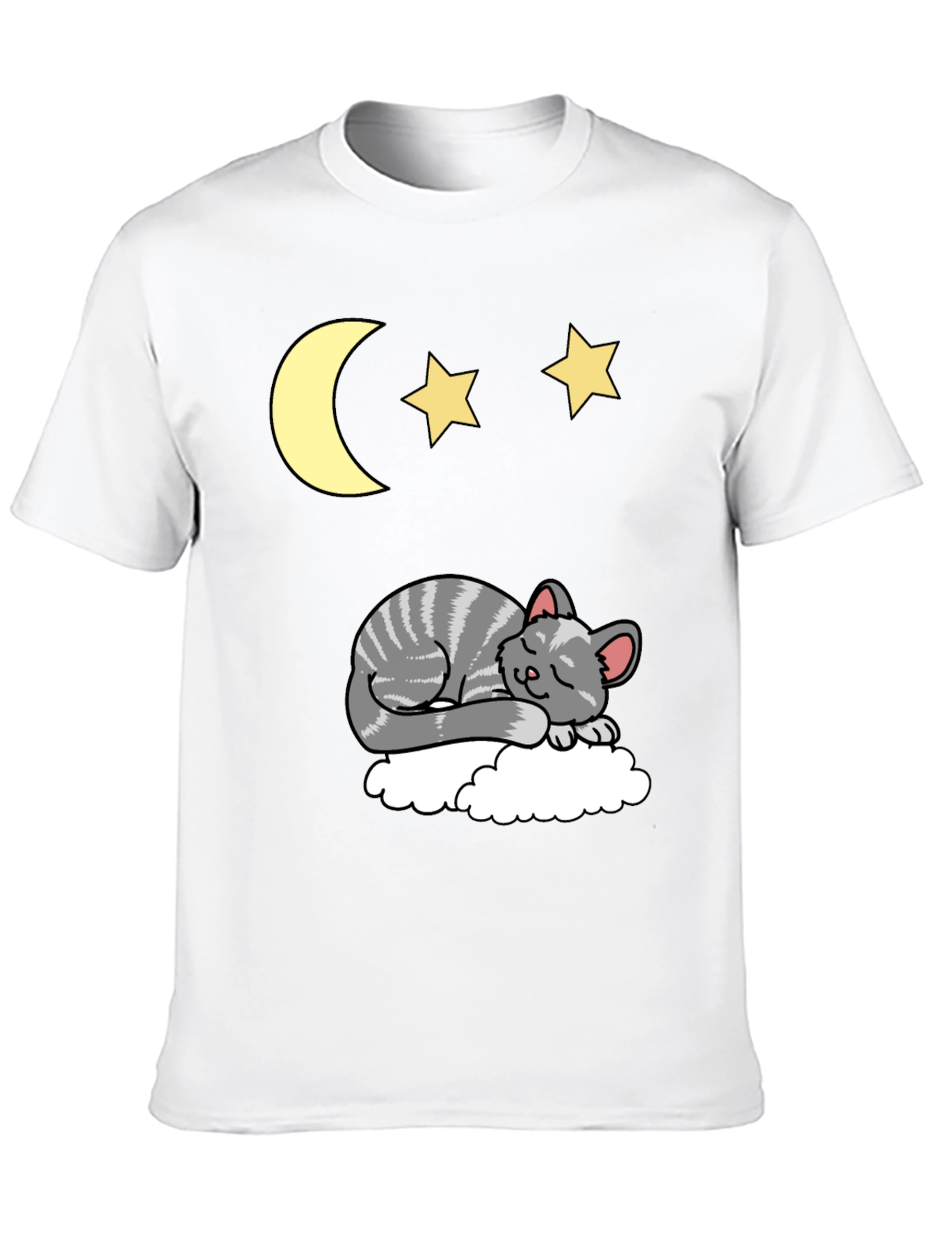 Sleepy Cat Moon & Stars Graphic Tee - Black