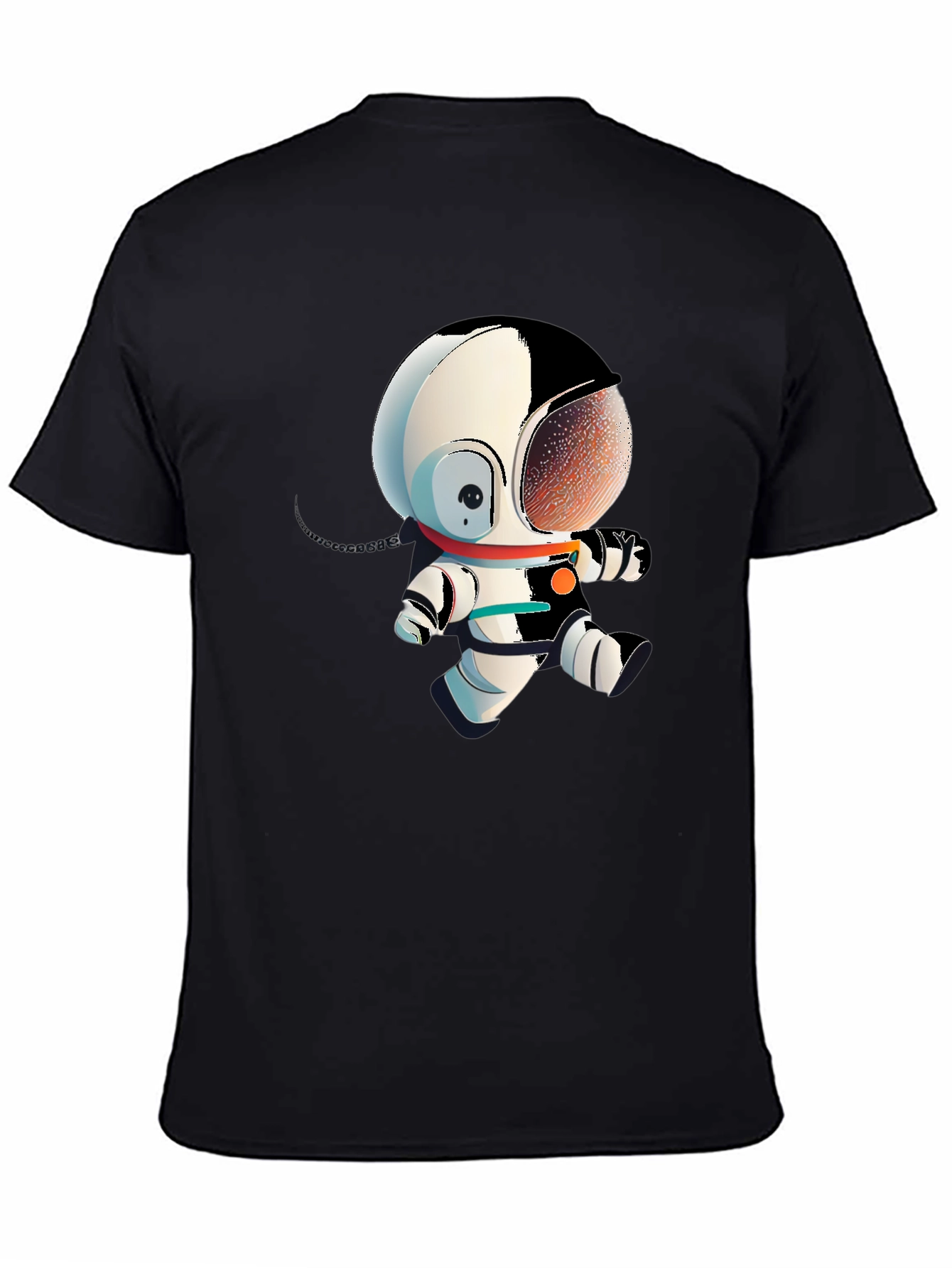 Astronaut Cartoon Graphic Tee - Black