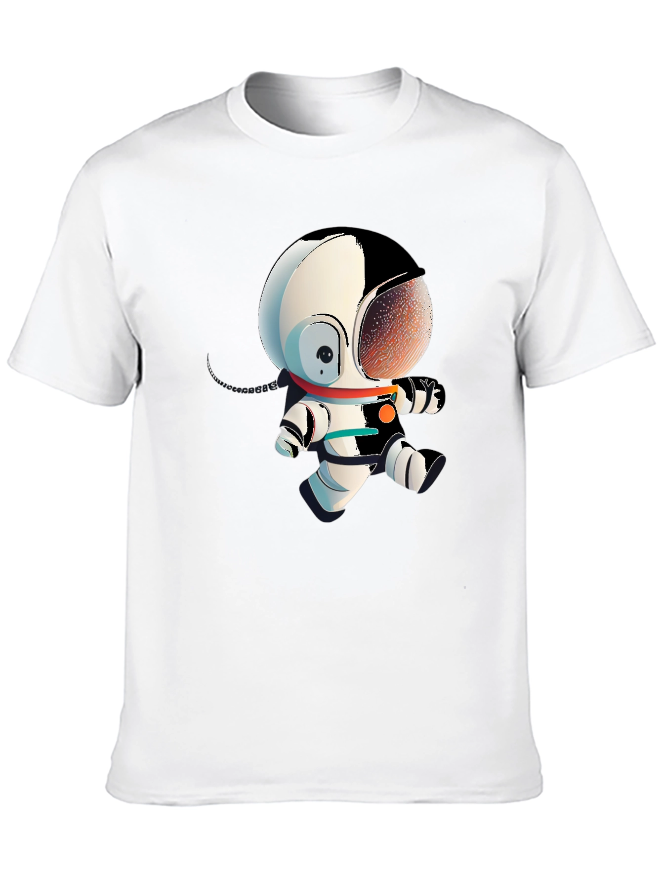 Astronaut Cartoon Graphic Tee - Black