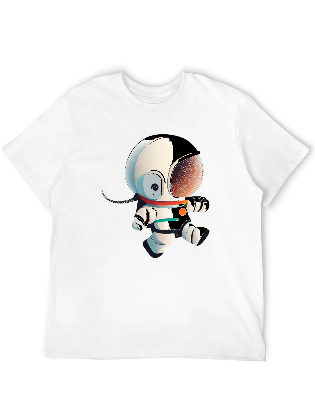 Astronaut Cartoon Graphic Tee - Black