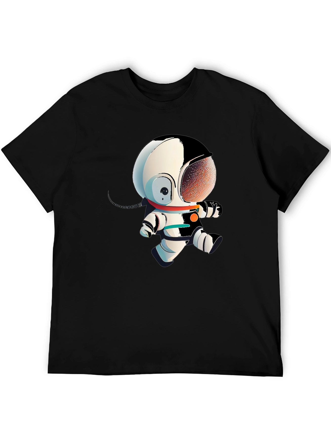Astronaut Cartoon Graphic Tee - Black