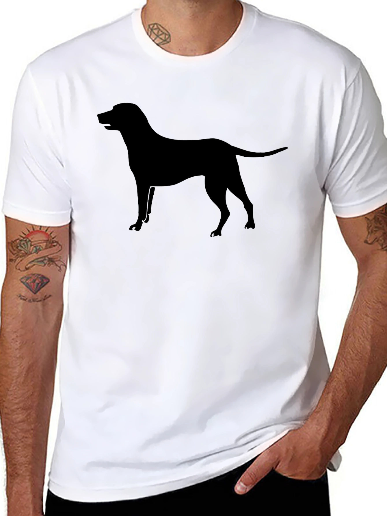 Dog Silhouette Tee - Black Cotton T-Shirt