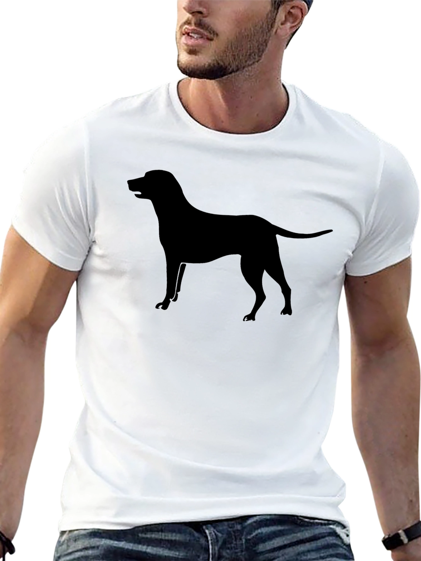 Dog Silhouette Tee - Black Cotton T-Shirt
