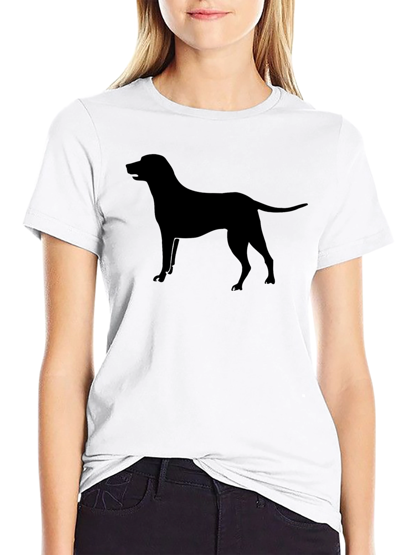 Dog Silhouette Tee - Black Cotton T-Shirt