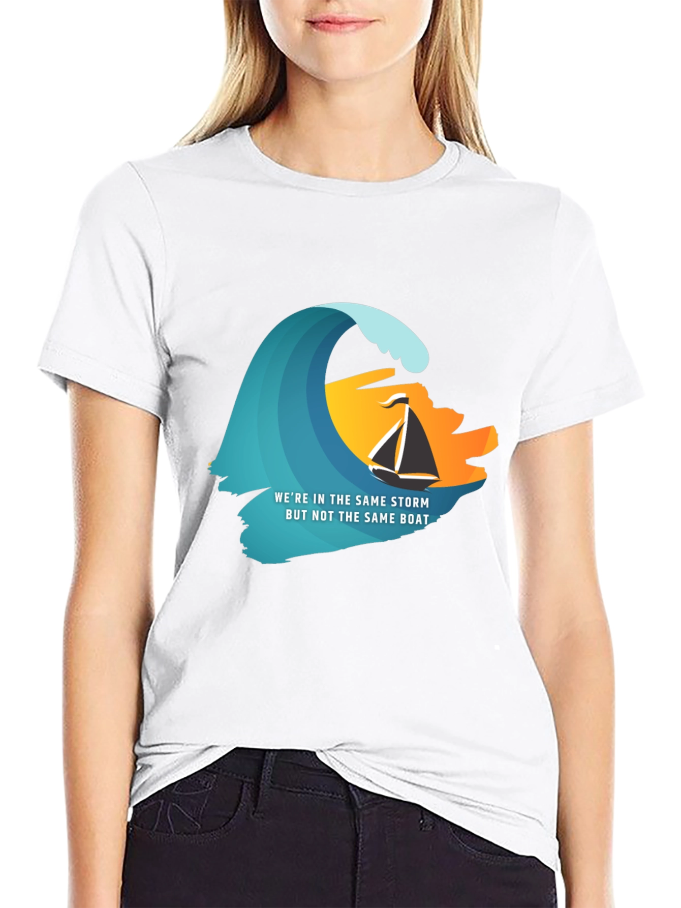 Same Storm Different Boat Graphic Tee - Black